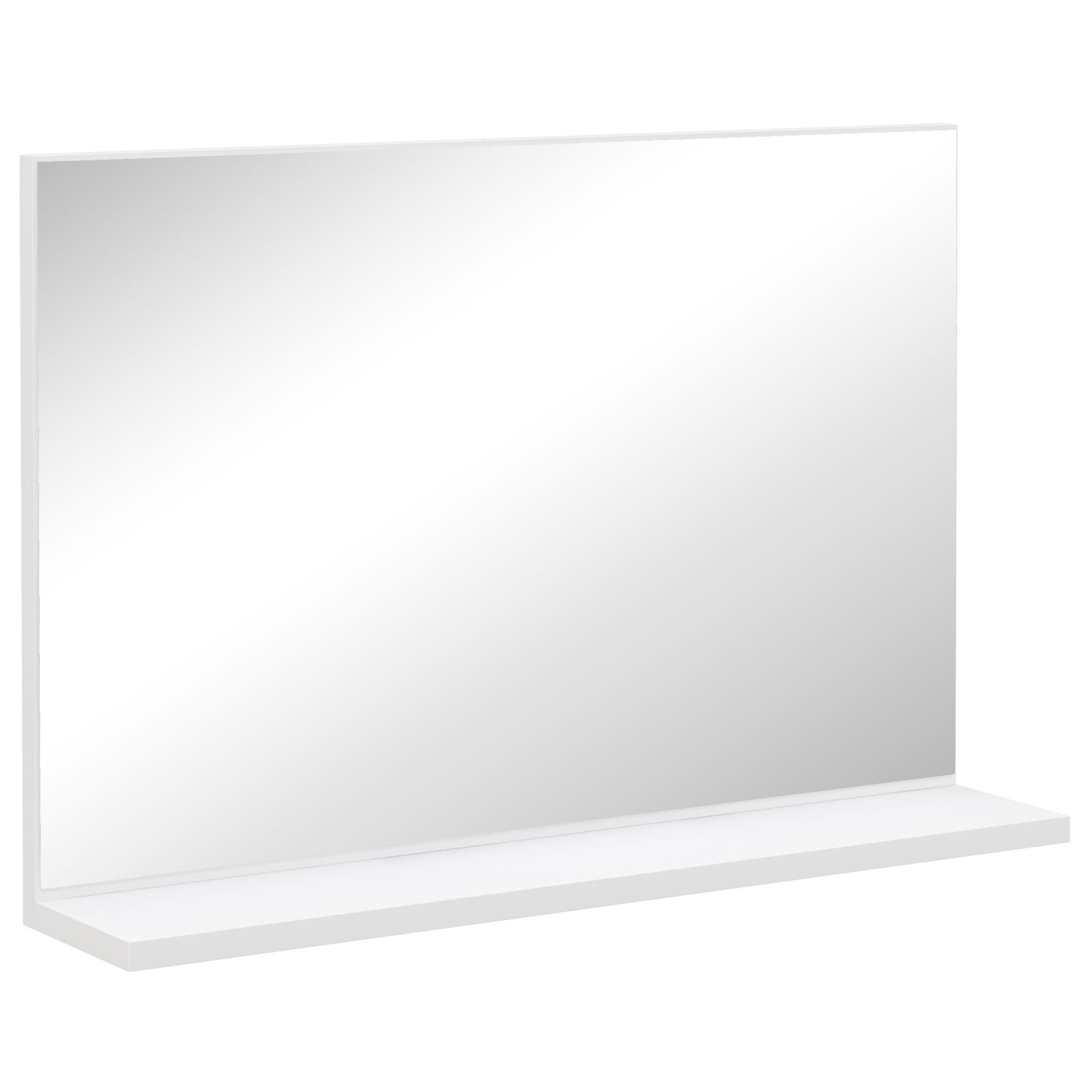 Miroir de Salle de Bain Kleankin avec Étagère Murale Design Moderne et Polyvalent, 60x12x40 cm, Blanc