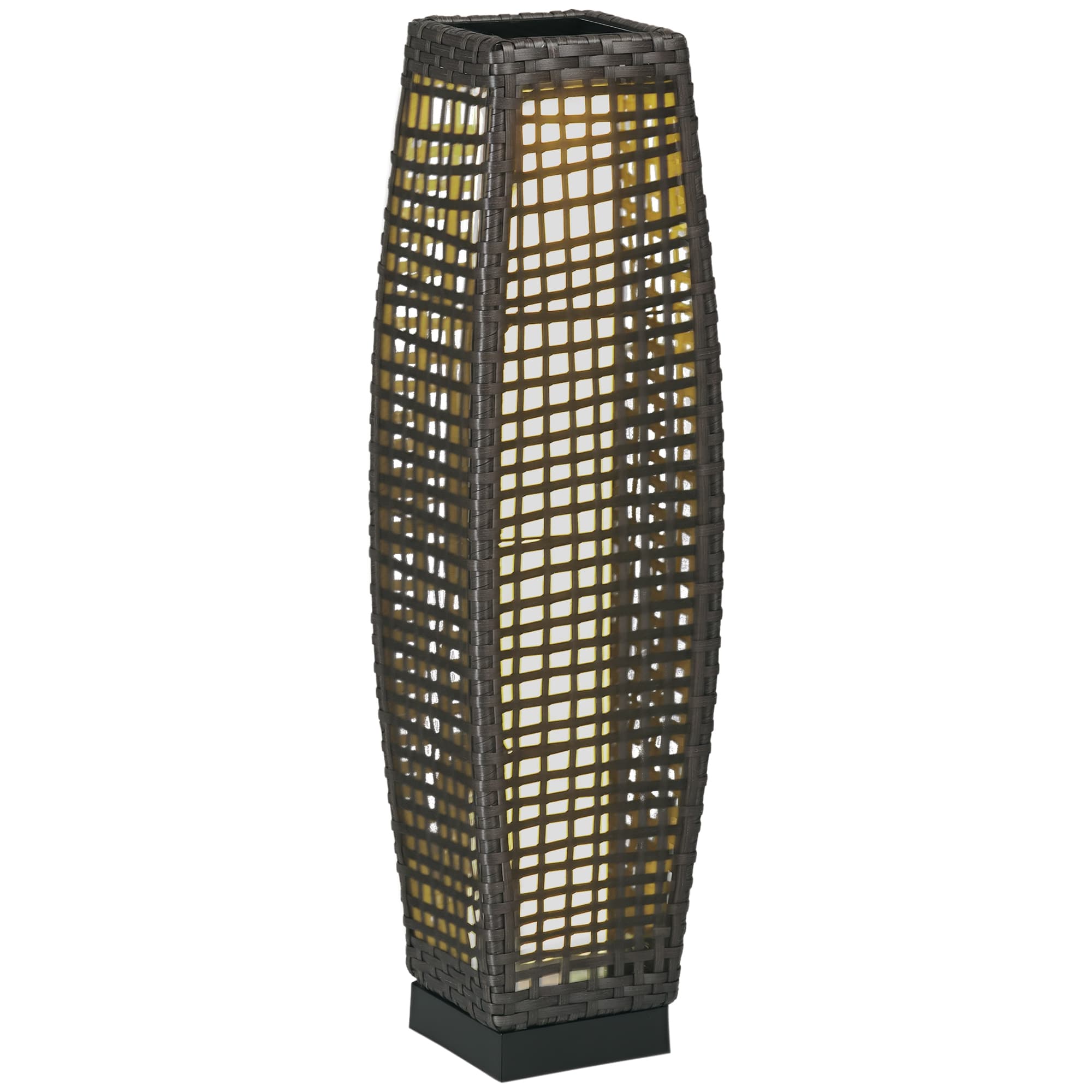 Outsunny Lampe à poser luminaire LED de jardin solaire en résine tressée imitation rotin - 21 x 21 x 78 cm gris