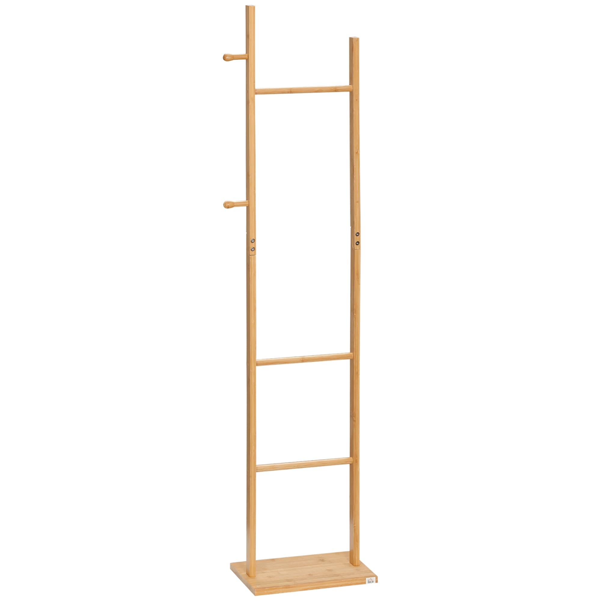 HOMCOM Porte manteau sur pied portant à vêtements, Vestiaire en bois avec 3 tringles et 2 crochets