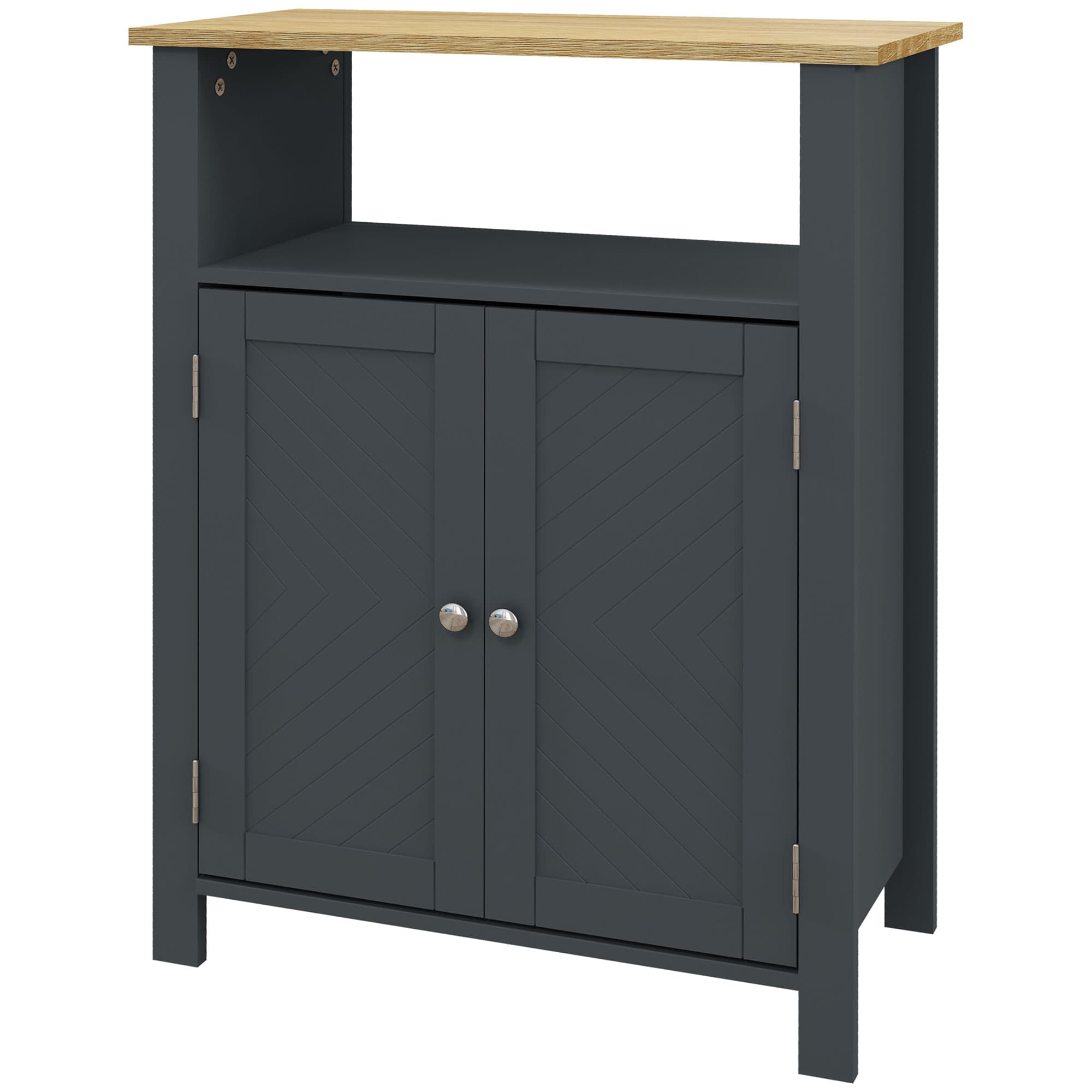 kleankin Meuble de Salle de Bain à 3 Étagères en MDF et Panneau de Particules avec Étagère Intérieure Réglable, 60x30x80.5 cm