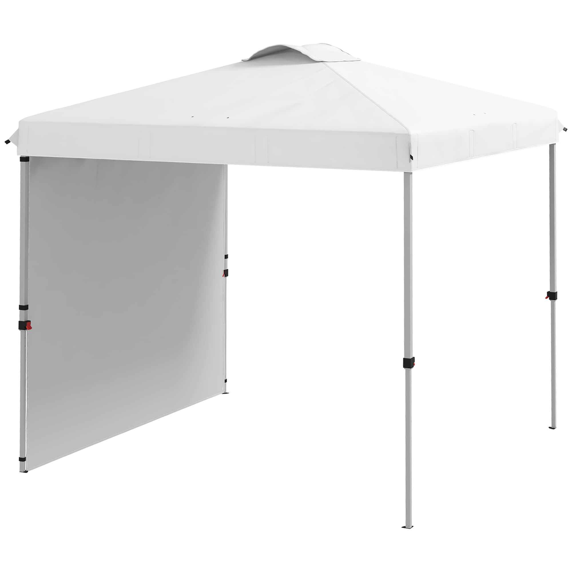 Outsunny Tente Pliante de Jardin de 2,5x2,5 m avec Hauteur Ajustable Anti-UV avec 1 Paroi Latérale et Sacs de Sable Blanc