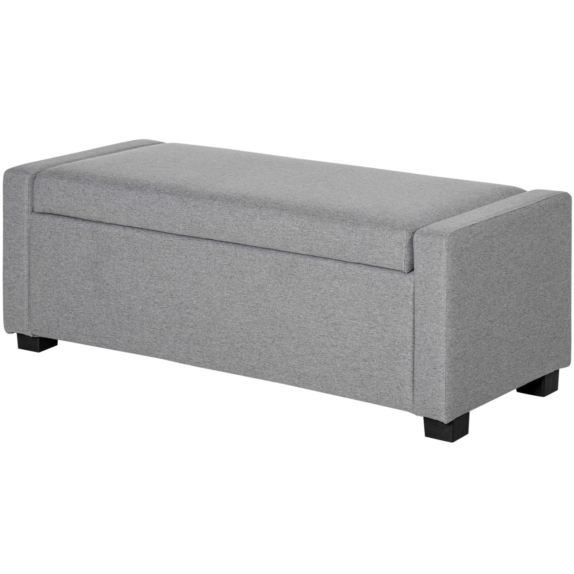 HOMCOM Banc de Lit avec Espace de Rangement en Tissu, 120x50x44cm - Gris