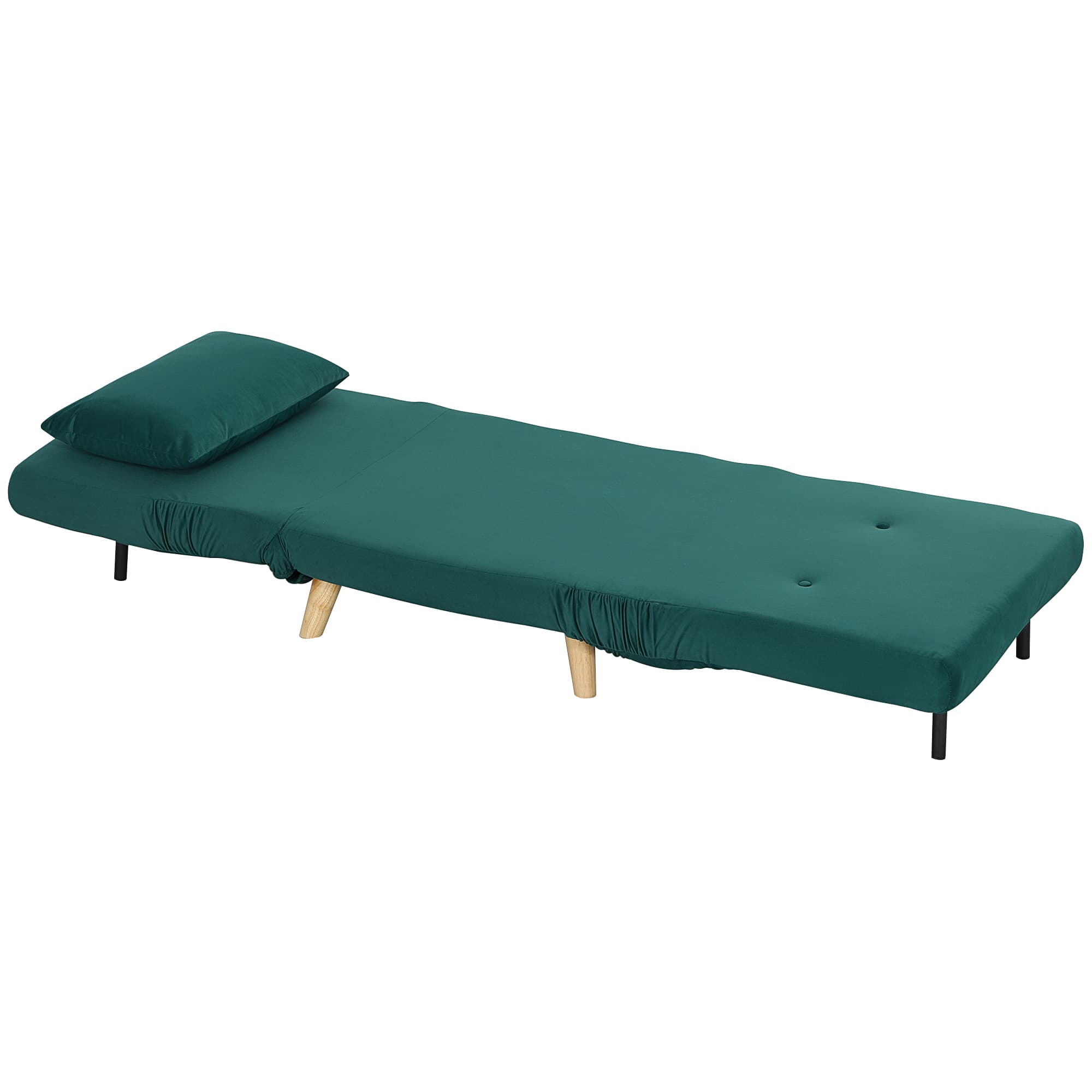 HOMCOM Fauteuil pliant avec fonction de couchage, Fauteuil relax pliant en velours côtelé, Dossier réglable, supporte jusqu'à 120 kg, Vert foncé