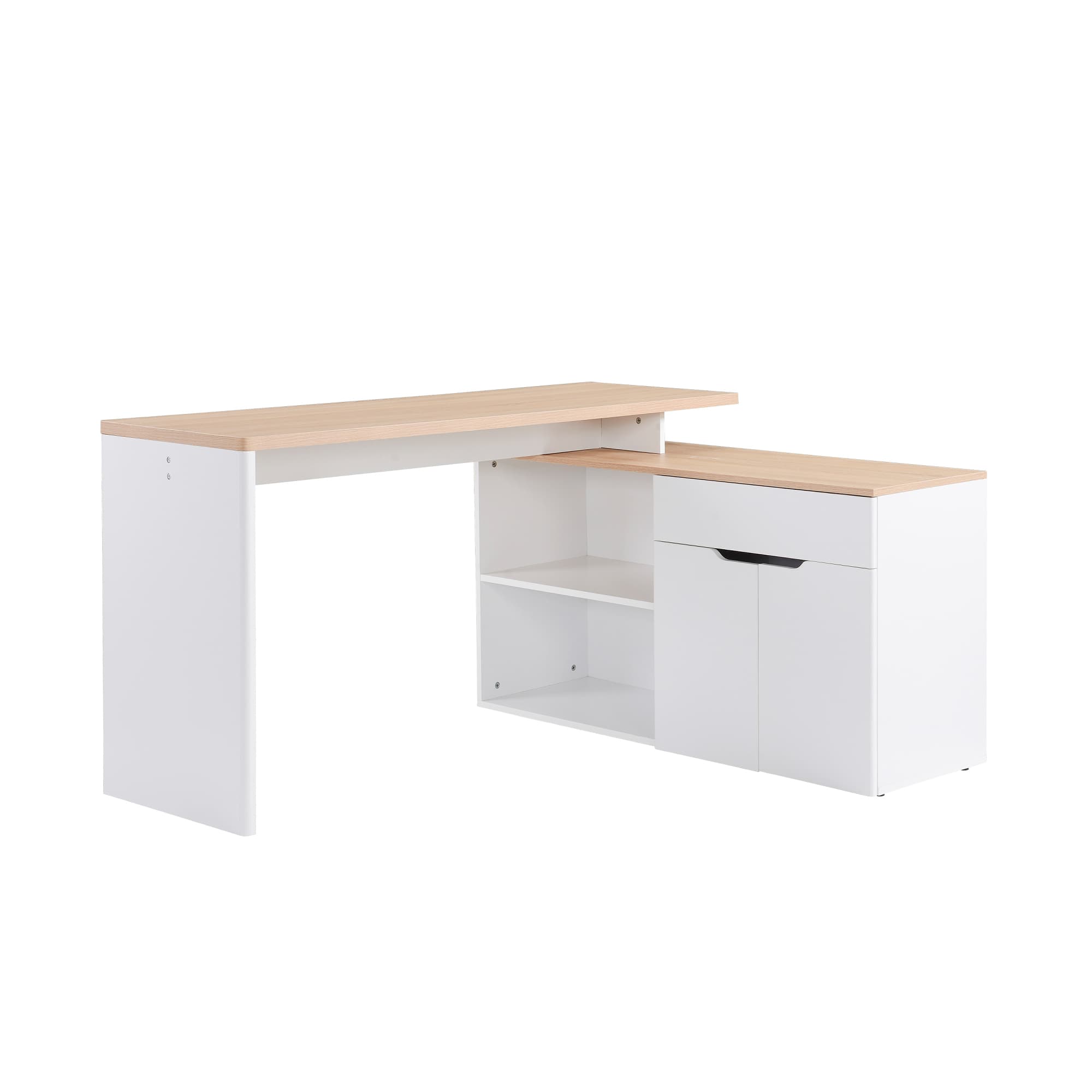 HOMCOM Bureau informatique multimédia modulable multi-rangements double niche + tiroir et placard en bois