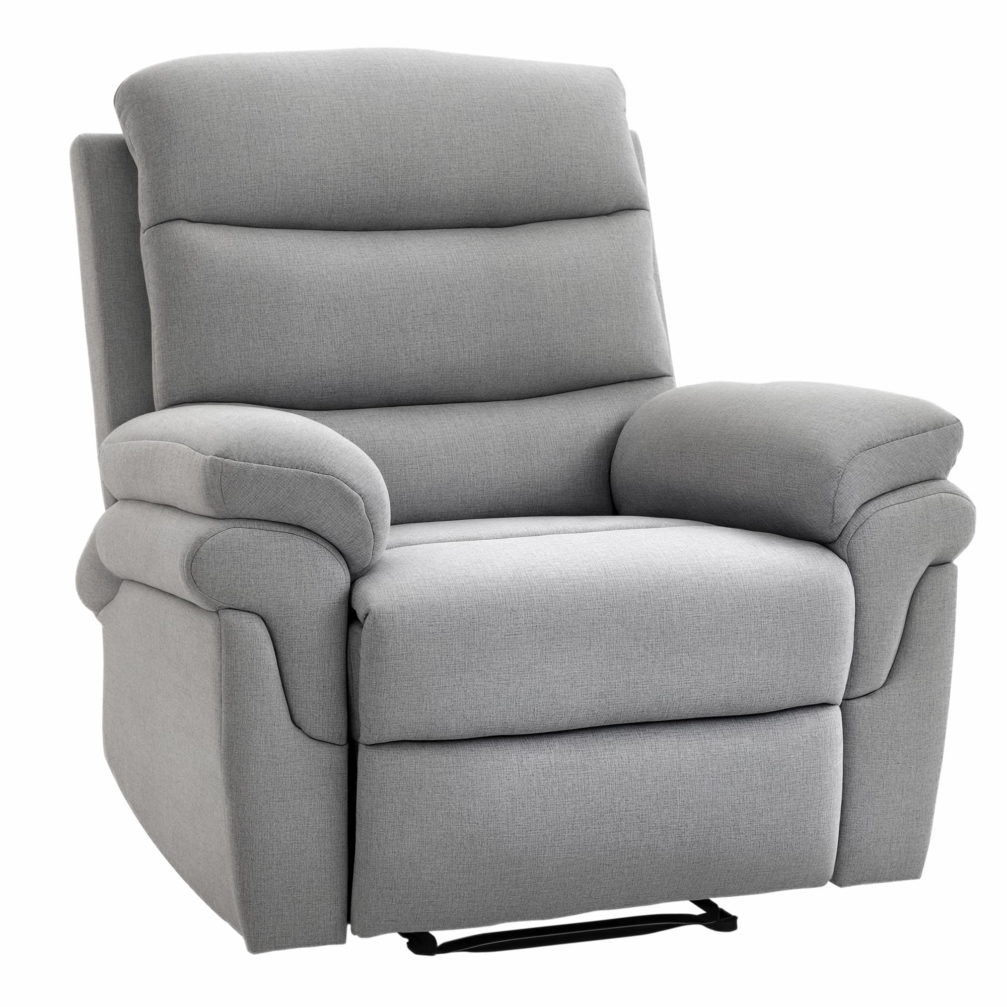 HOMCOM Fauteuil de Relaxation inclinable Manuel avec Repose-Pied Ajustable Tissu Polyester Aspect Lin Gris Clair chiné