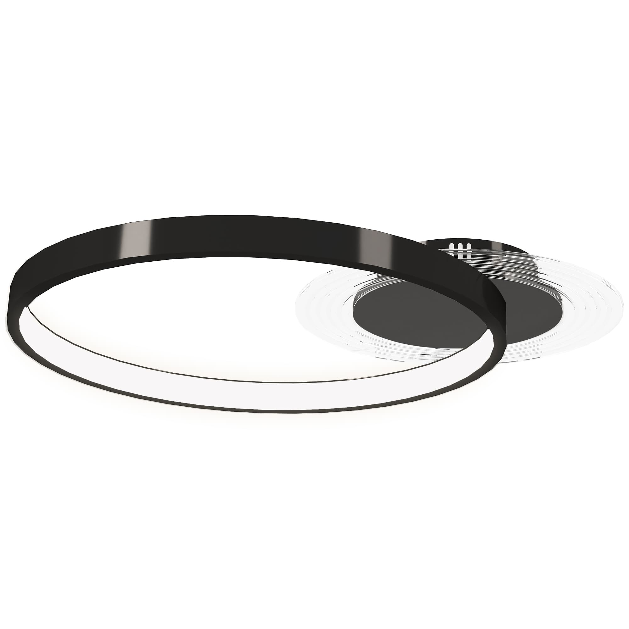HOMCOM Plafoniera LED Moderne à 2 Anneaux avec Luminosité Réglable, Puissance 30W, Noir