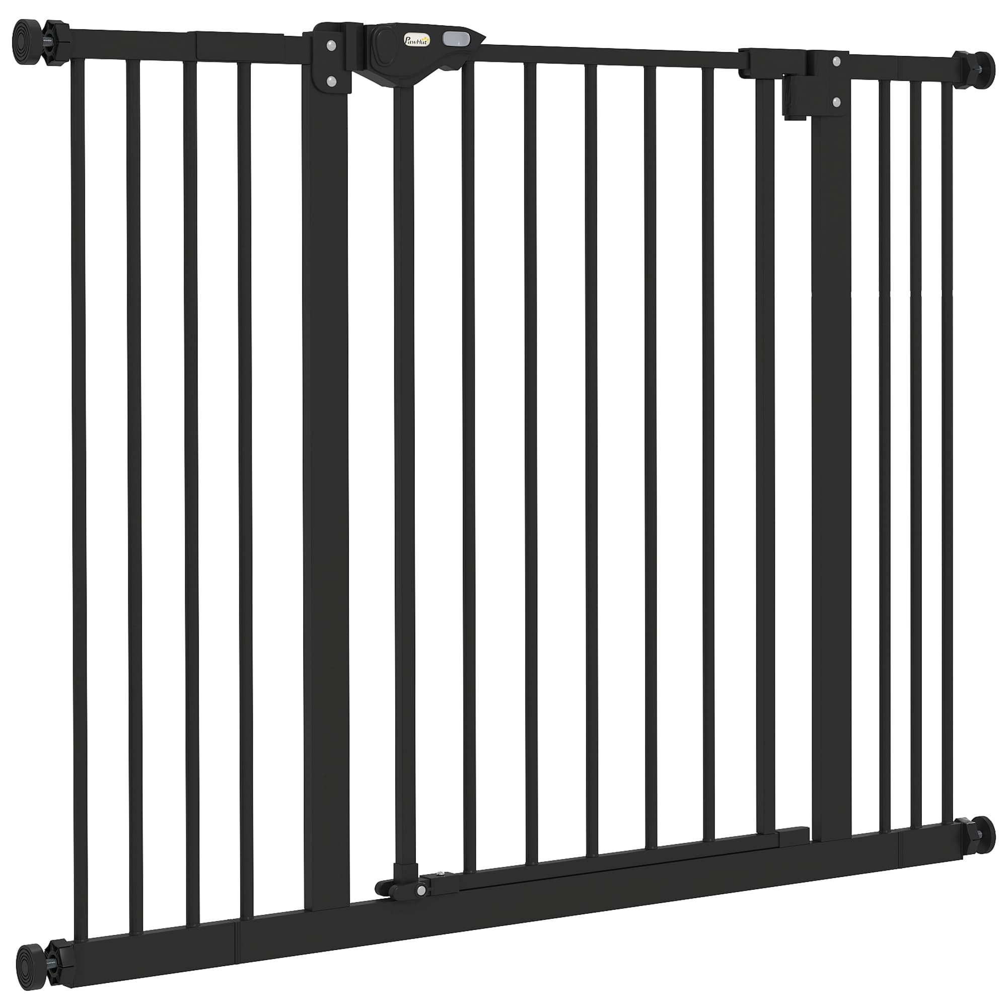 PawHut Barrière pour Chiens à 2 Extensions avec Largeur Réglable jusqu'à 100 cm et Fermeture Automatique, Noir
