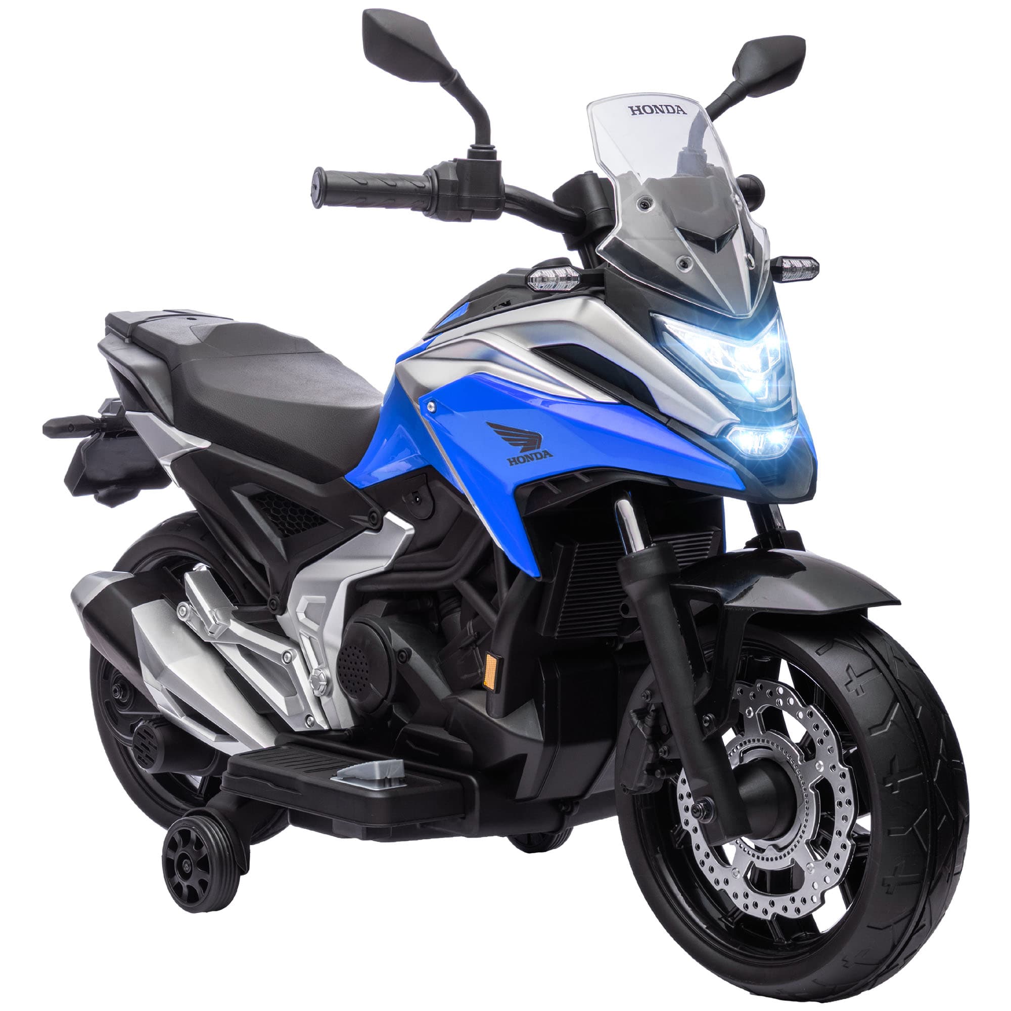 AIYAPLAY Moto électrique pour enfants moto porteur Honda pour enfants 3 à 6 ans avec musique, phares bleu