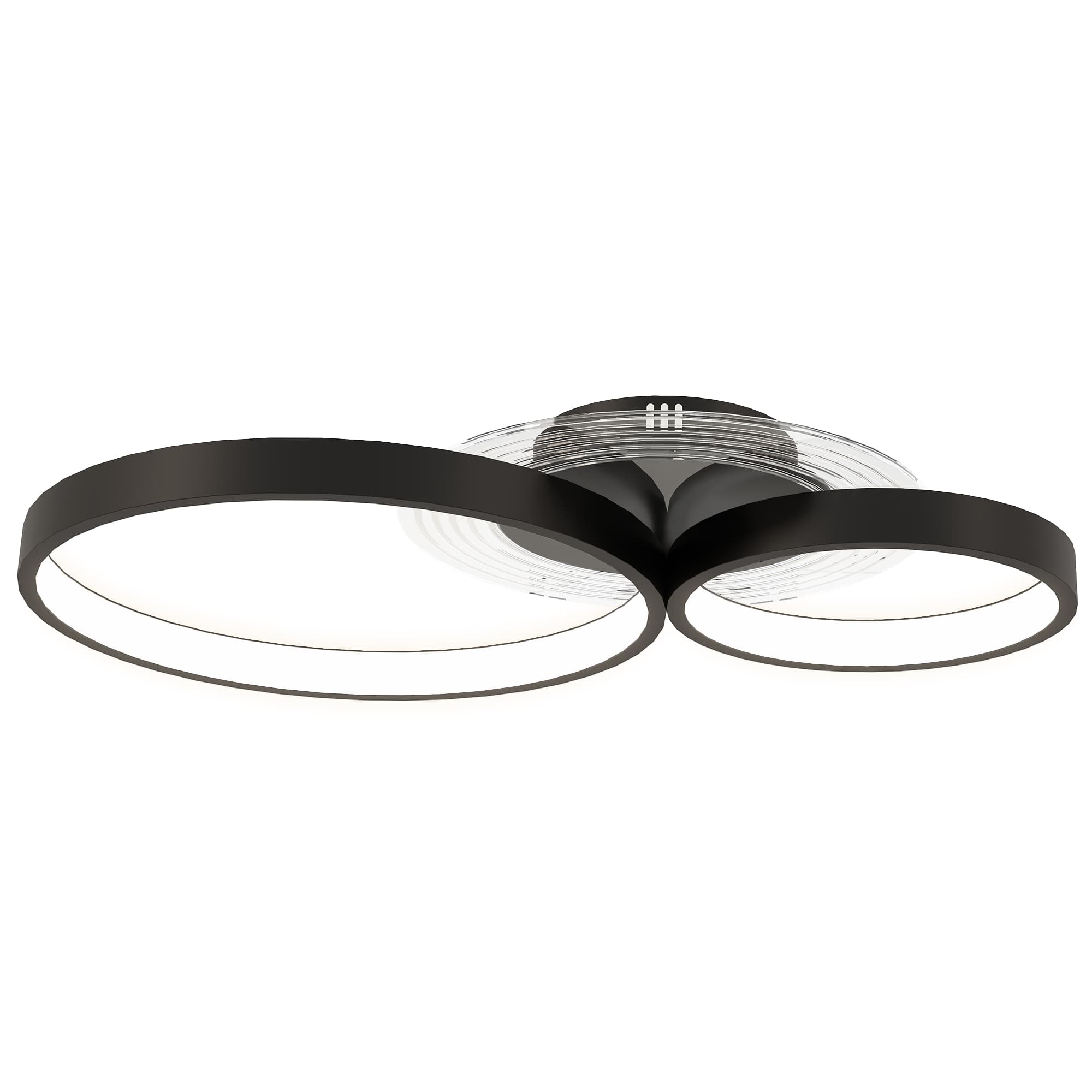 HOMCOM Plafonnier LED Moderne à 3 Anneaux avec Luminosité Réglable, Puissance 40W, Noir