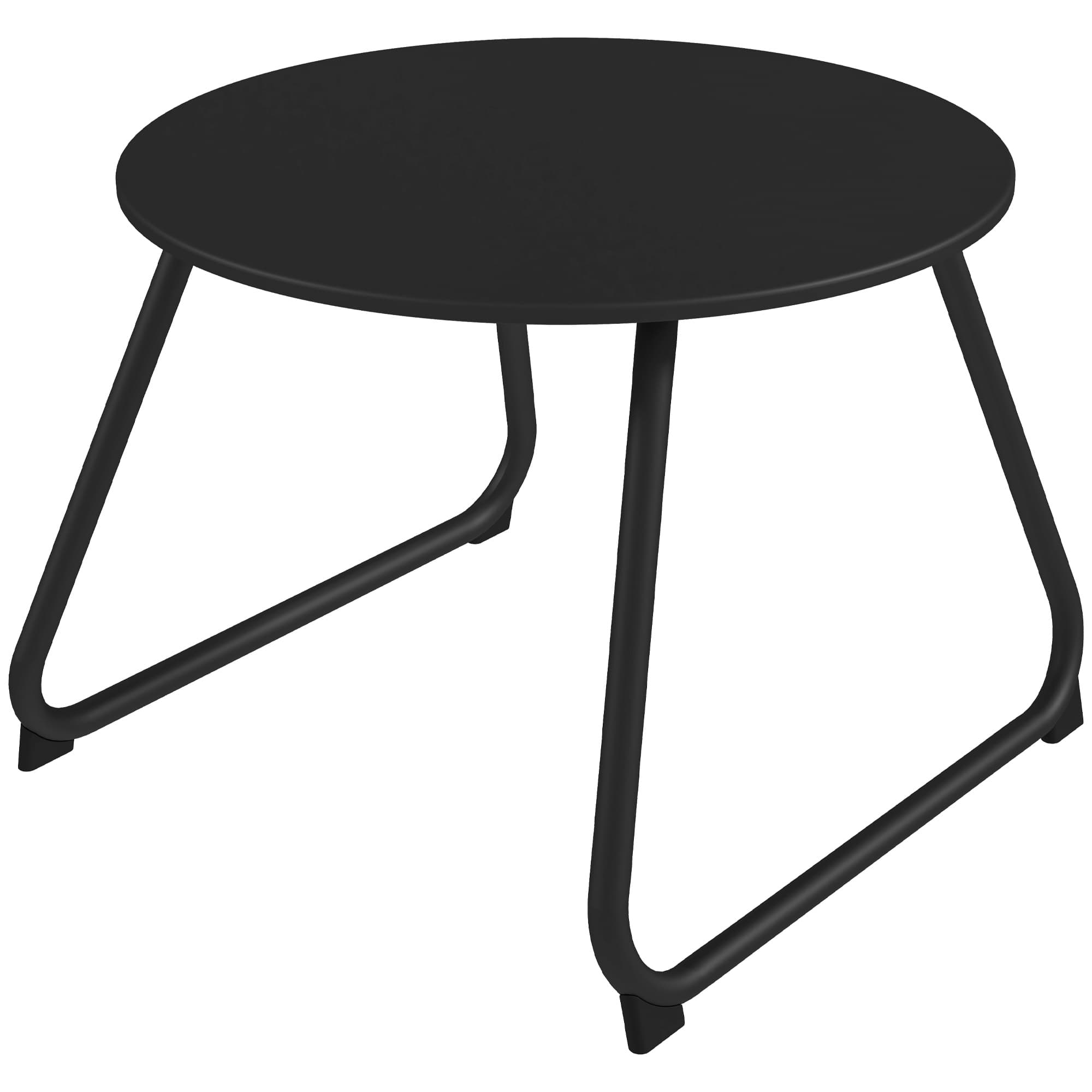 Outsunny Table Basse d'Extérieur Ø48x37 cm en Métal Noir avec Pieds Réglables