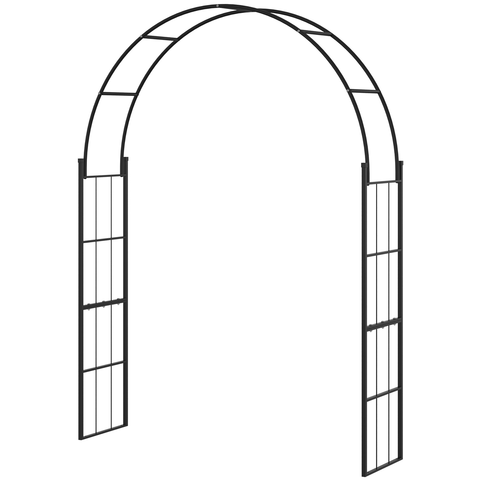 Outsunny Archetto de Jardin pour Plantes Grimpantes et Décorations, Métal Noir, 157x40x223cm