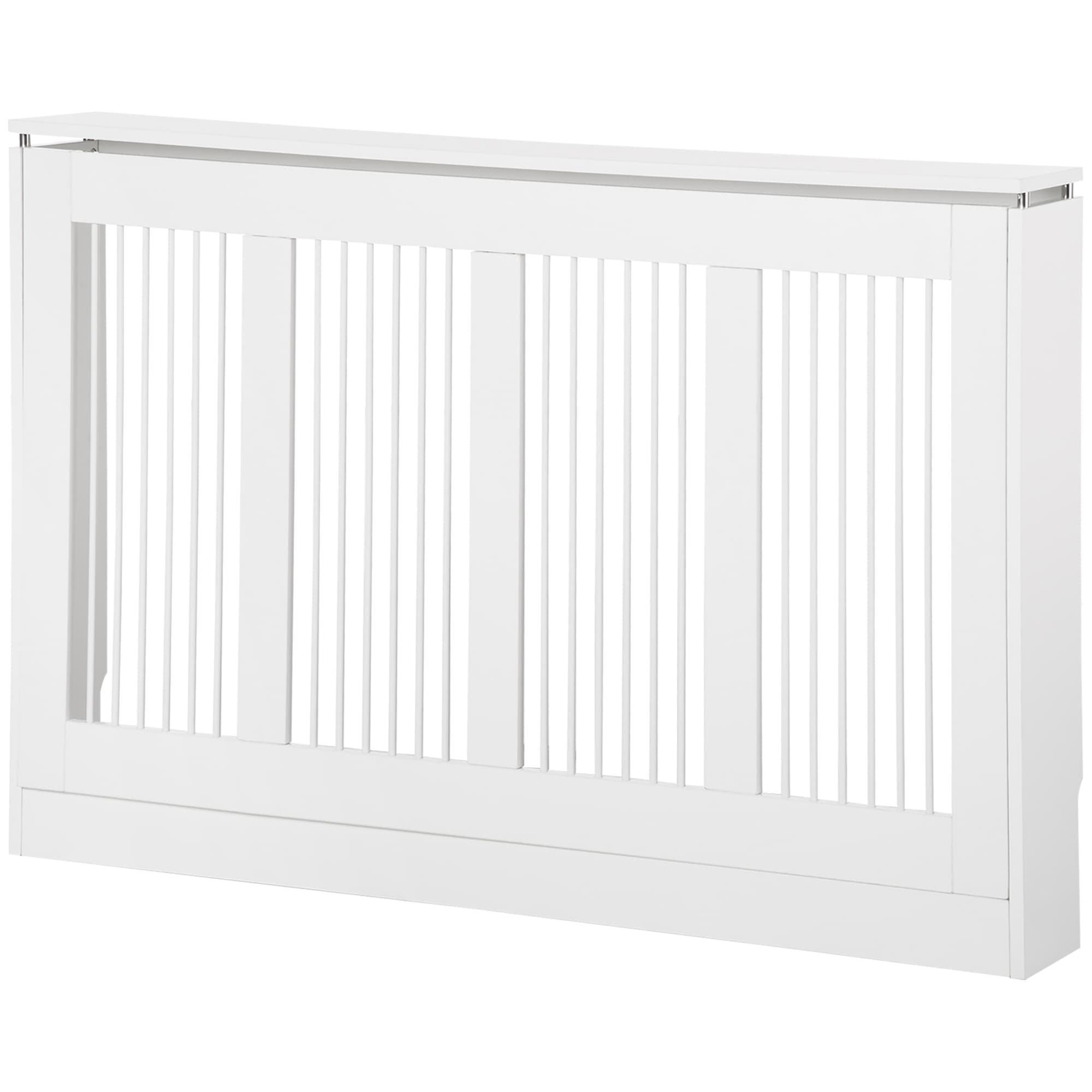 HOMCOM Cache-radiateur à Lattes Moderne et Elégant pour la Maison, en MDF et Acier, 120x18x84cm, Blanc