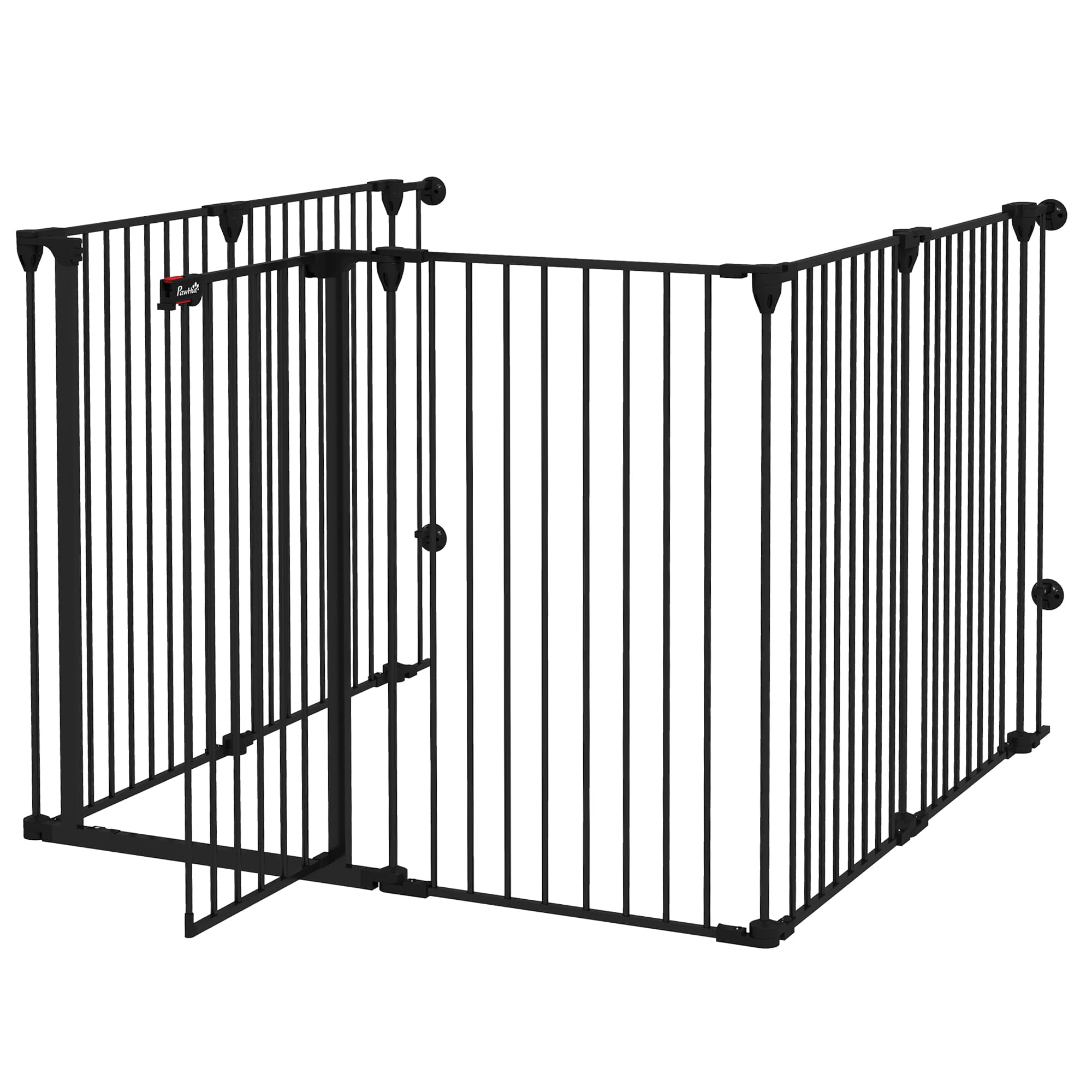PawHut Barrière Pliable pour Chiens de Taille Moyenne à 6 Panneaux, en Acier et Plastique, 123x102x100 cm, Noir