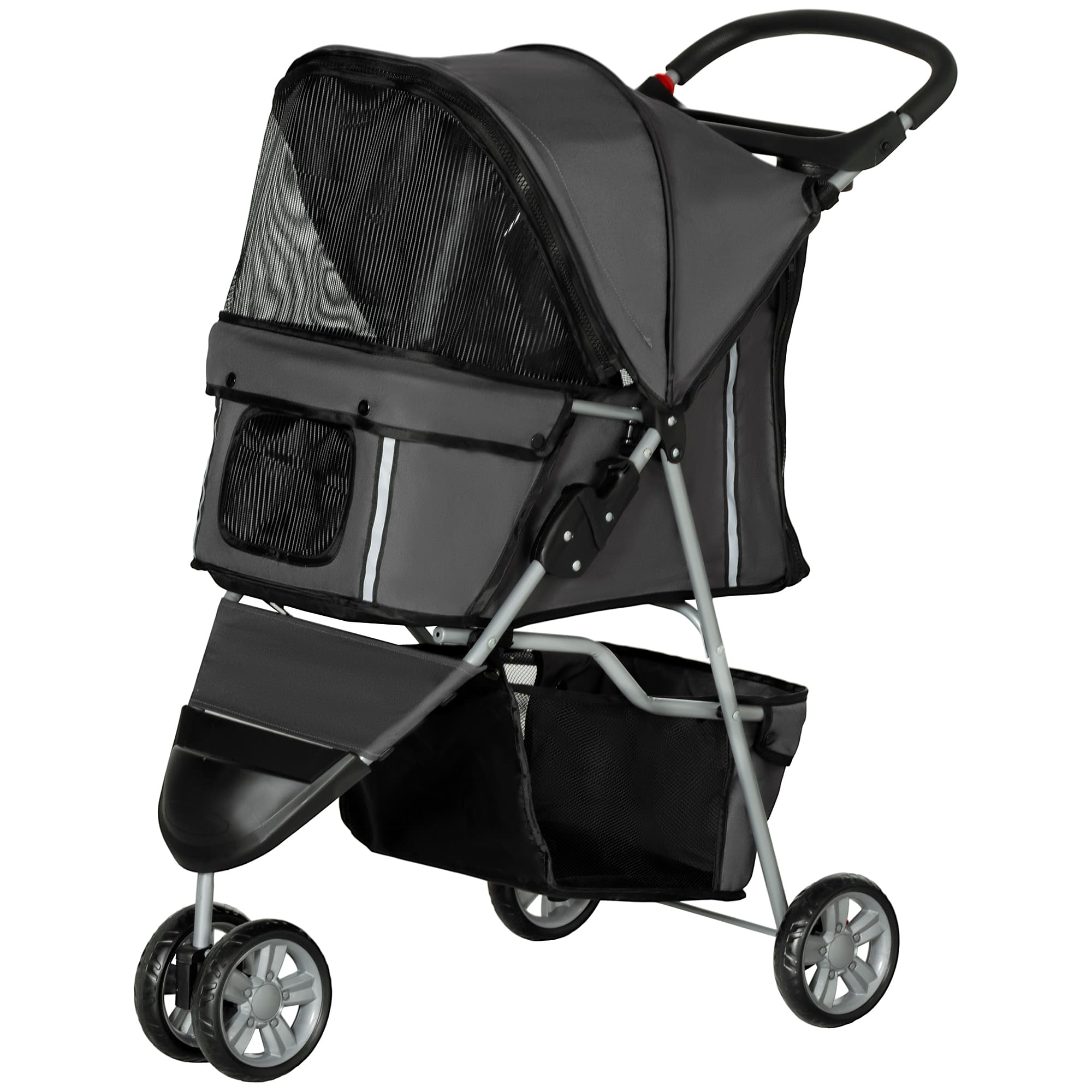 PawHut Poussette pour chien Chariot pour Chiens & Chats jusqu'à 10 kg 75 x 45 x 97 cm Gris foncé