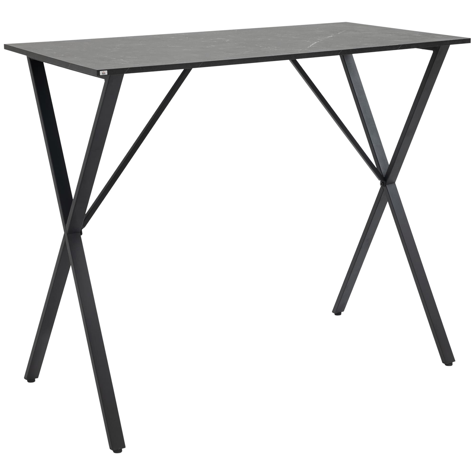 HOMCOM Industrial Style Bar Table High Table Marble Effect Wood and Steel 120x60x102 cm, Noir
