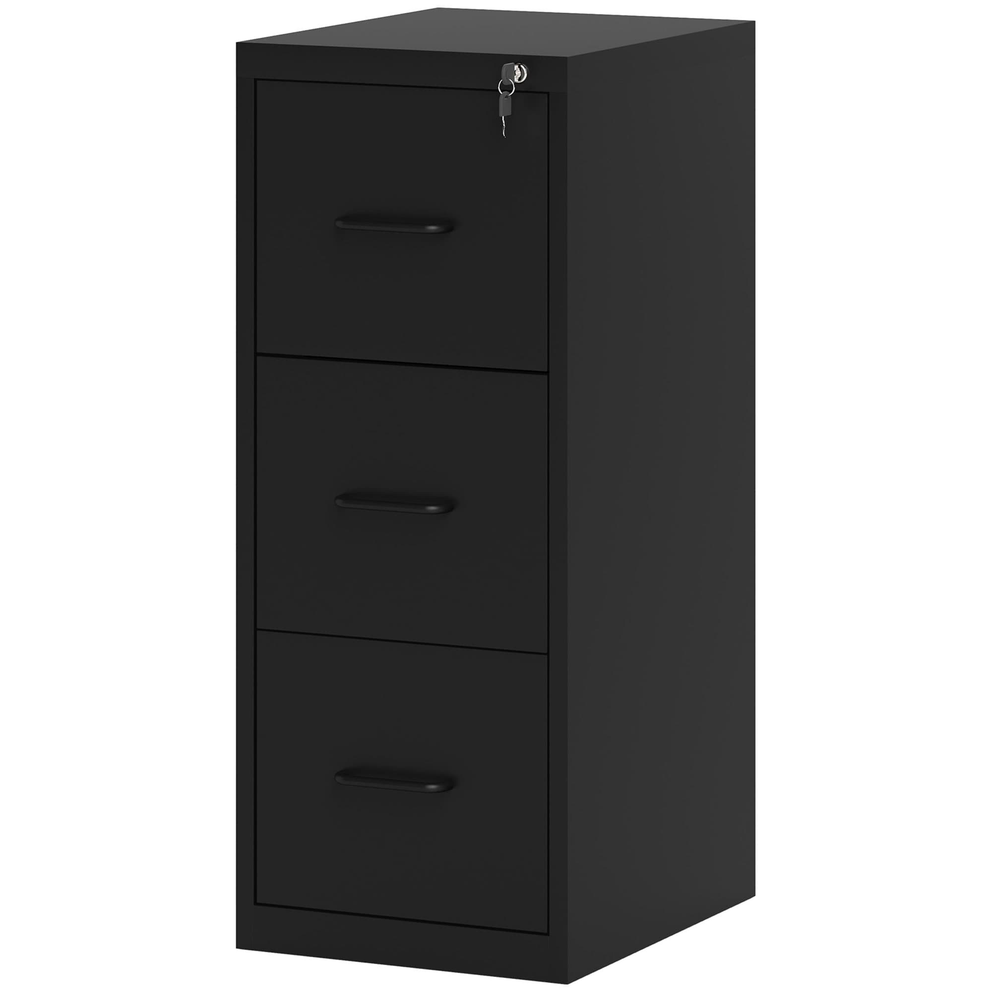 HOMCOM Classeur de Documents Minimaliste à 3 Tiroirs avec Barre Réglable, en Acier, 36.5x46.2x99 cm, Noir