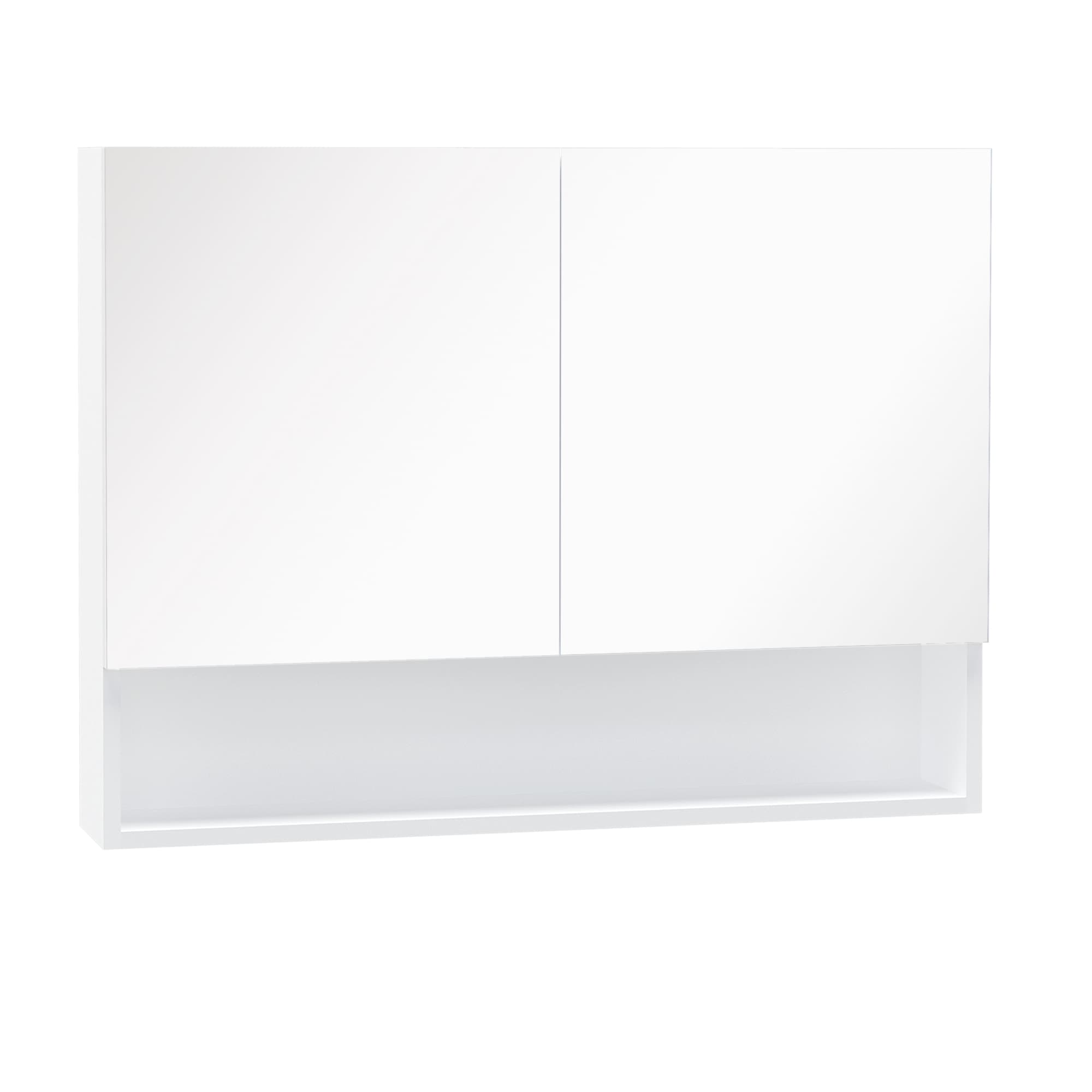 HOMCOM Armoire avec Miroir à LED, Étagère Ouverte et Étagère Intérieure, 80x15x60cm