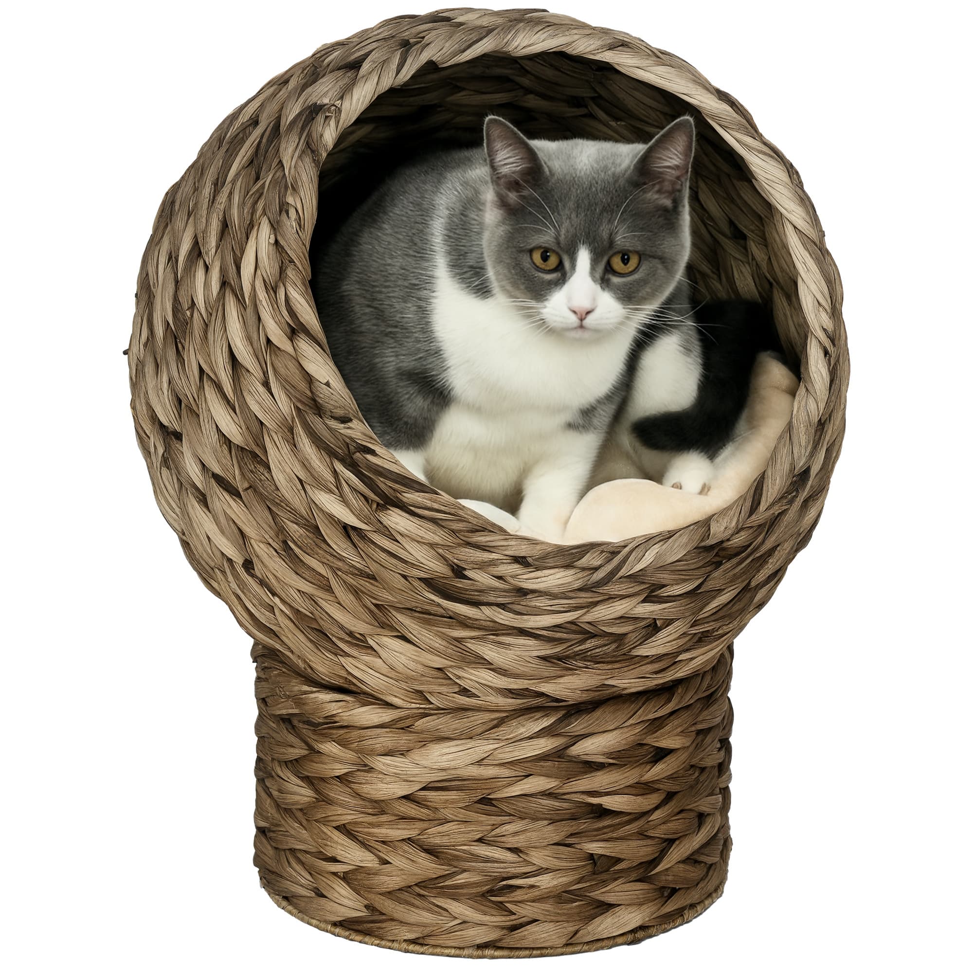 PawHut Panier chat lit chat cosy grand confort coussin moelleux inclus base démontable 42 x 33 x 52 cm gris