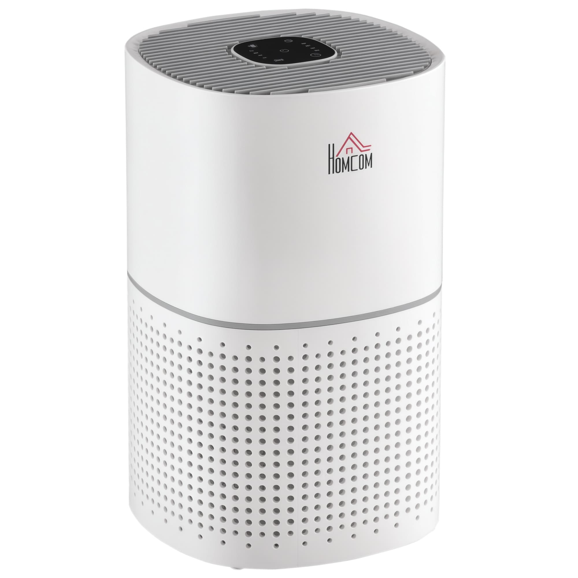 HOMCOM Purificateur d'air HEPA, Ioniseur, CADR 225m3/h mode de veille silencieux 50W minuterie 4 vitesses - dim. 22L x 22l x 36H cm - blanc