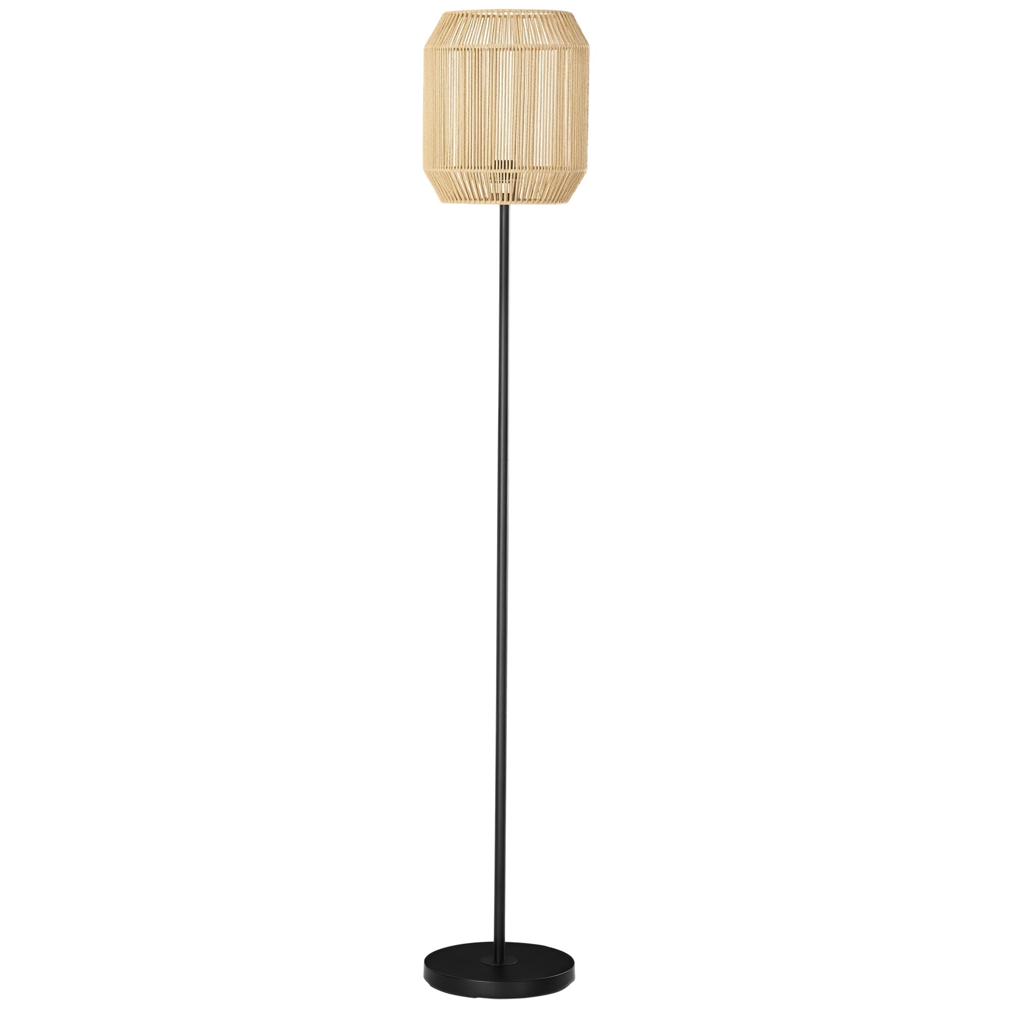 HOMCOM Lampadaire sur pied salon abat-jour en corde de papier design naturel base E27 Max. 40W - Ø 26 x 158H cm