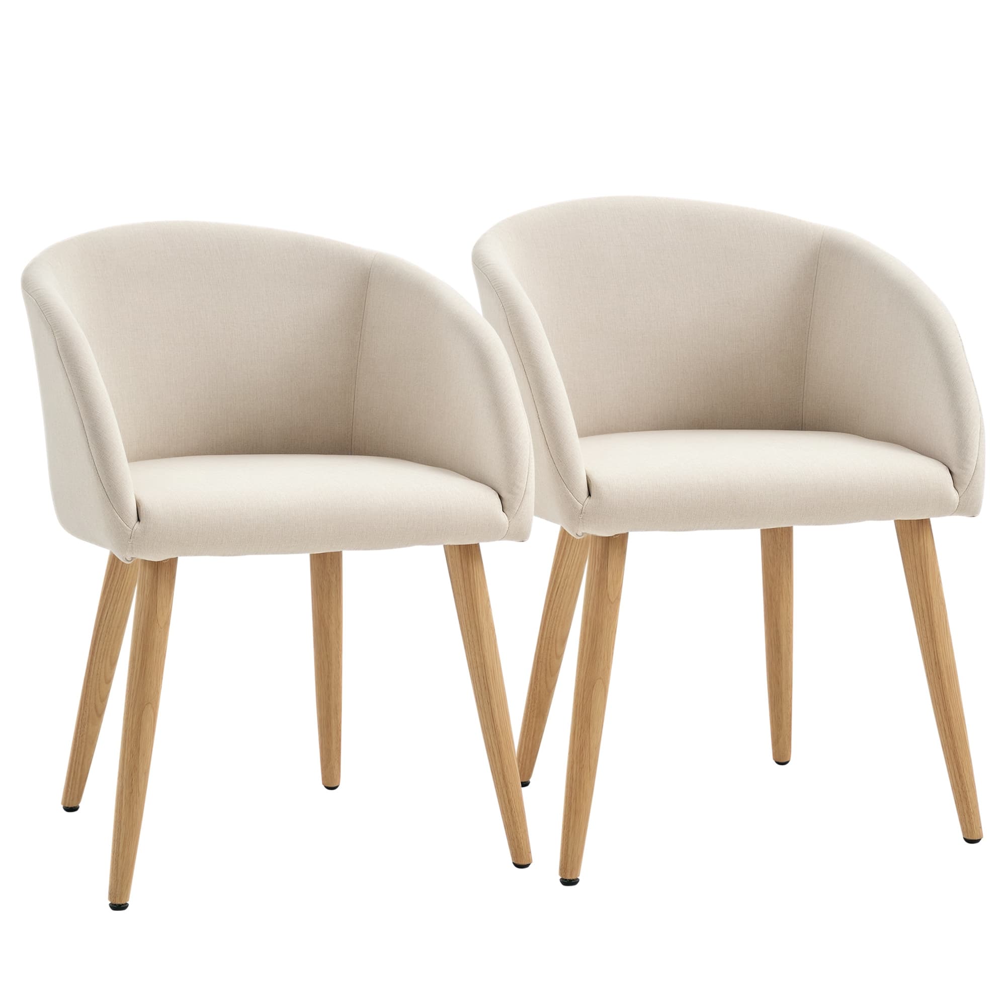 HOMCOM Ensemble de 2 chaises de salle à manger chaise scandinave tissu aspect lin 100 % polyester Dim. 55L x 58P x 74H cm beige Aosom France