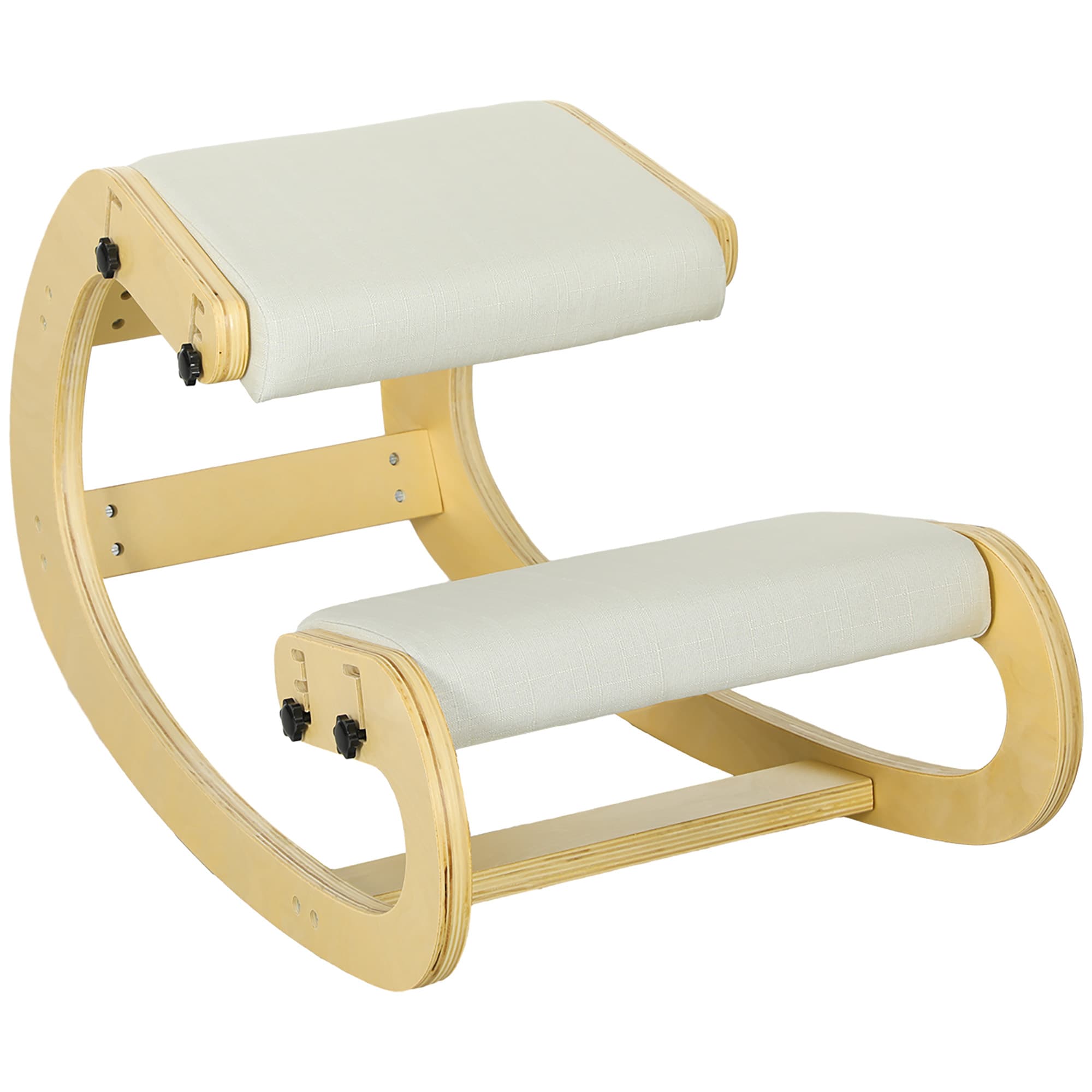 HOMCOM Siège assis genoux ergonomique, régalable, siège genoux, posture correcte en bois, polyester incl. avec repose-pieds Aosom France