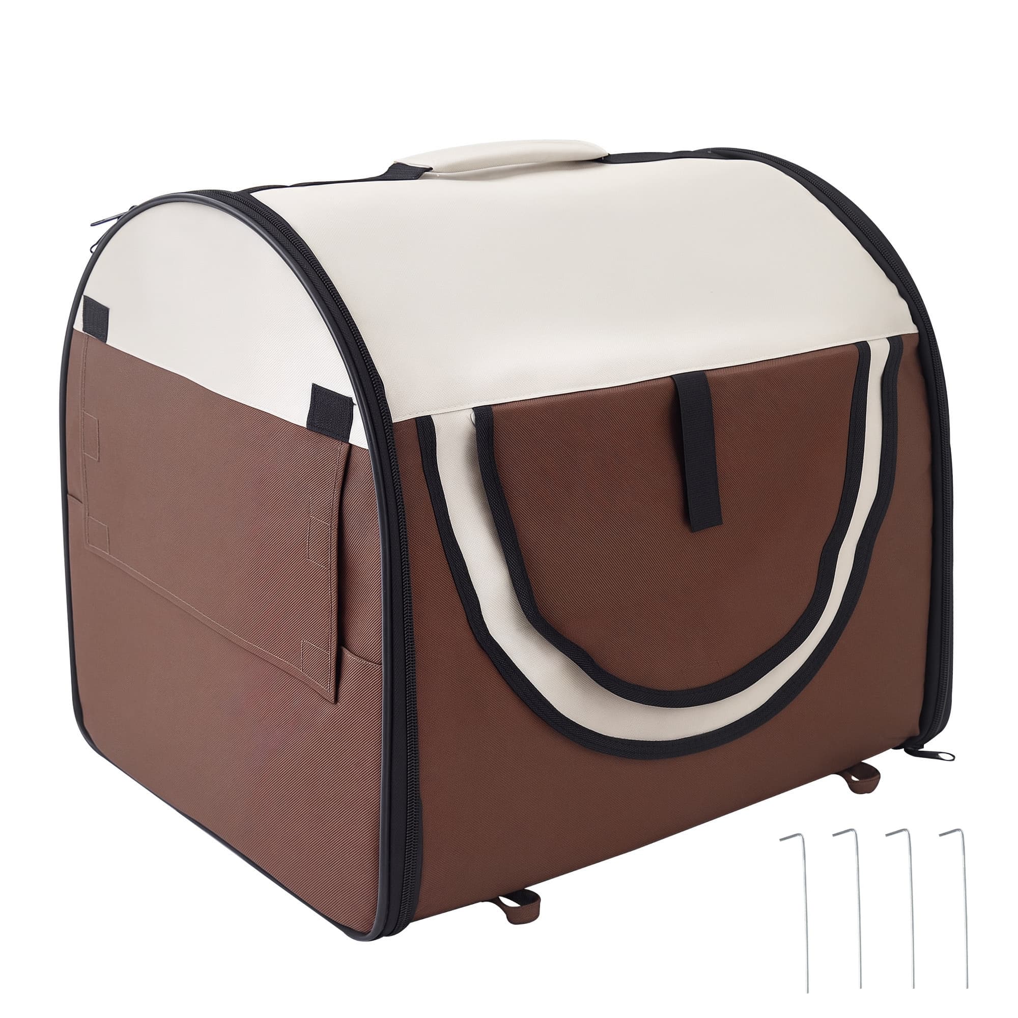 PawHut Caisse de Transport Aérée pour Animaux avec Coussin Amovible en Peluche 61x46x51cm Aosom France