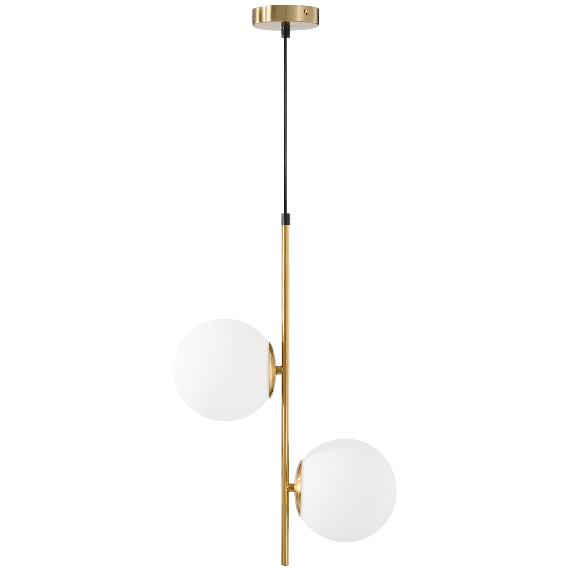 HOMCOM Suspension luminaire moderne, lustre plafonnier de double-tête, lumière suspendue réglable pour entrée, salon, ton doré