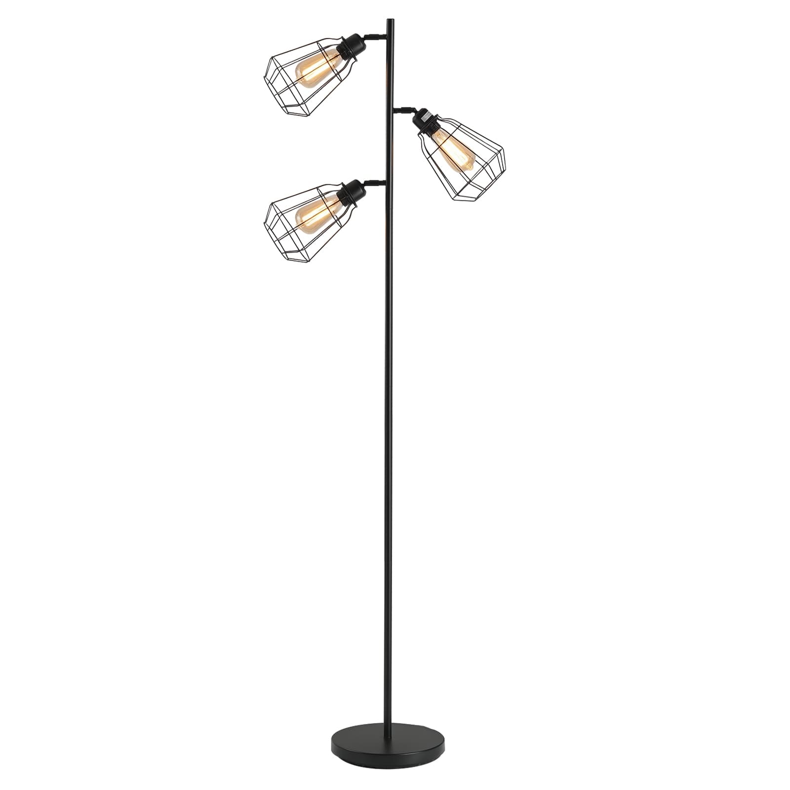 HOMCOM Lampadaire sur pied abat jour design industriel néorétro 3 ampoules pour salon, chambre, bureau max. 40 W métal noir Aosom France