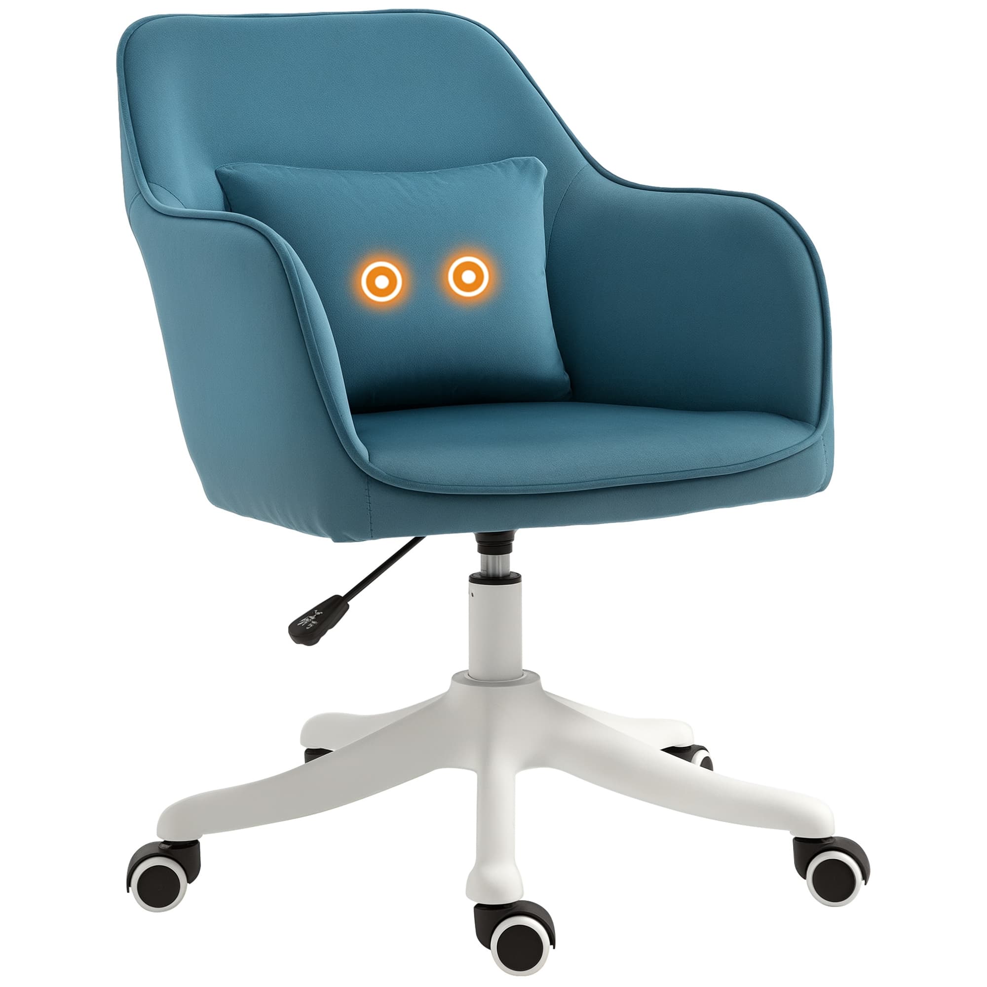 HOMCOM Chaise de bureau velours fauteuil bureau massant coussin lombaire intégré hauteur réglable pivotante 360° bleu