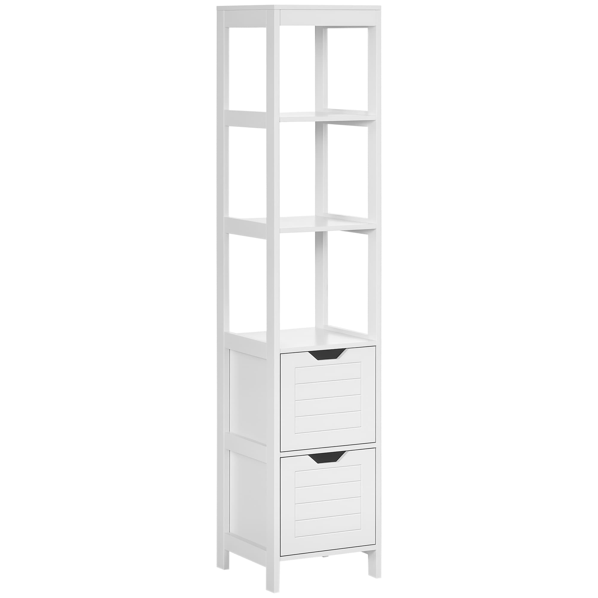 kleankin Meuble colonne de salle de bain armoire haute meuble rangement avec 3 étagères et 2 tiroirs en MDF - 30 x 30 x 144 cm