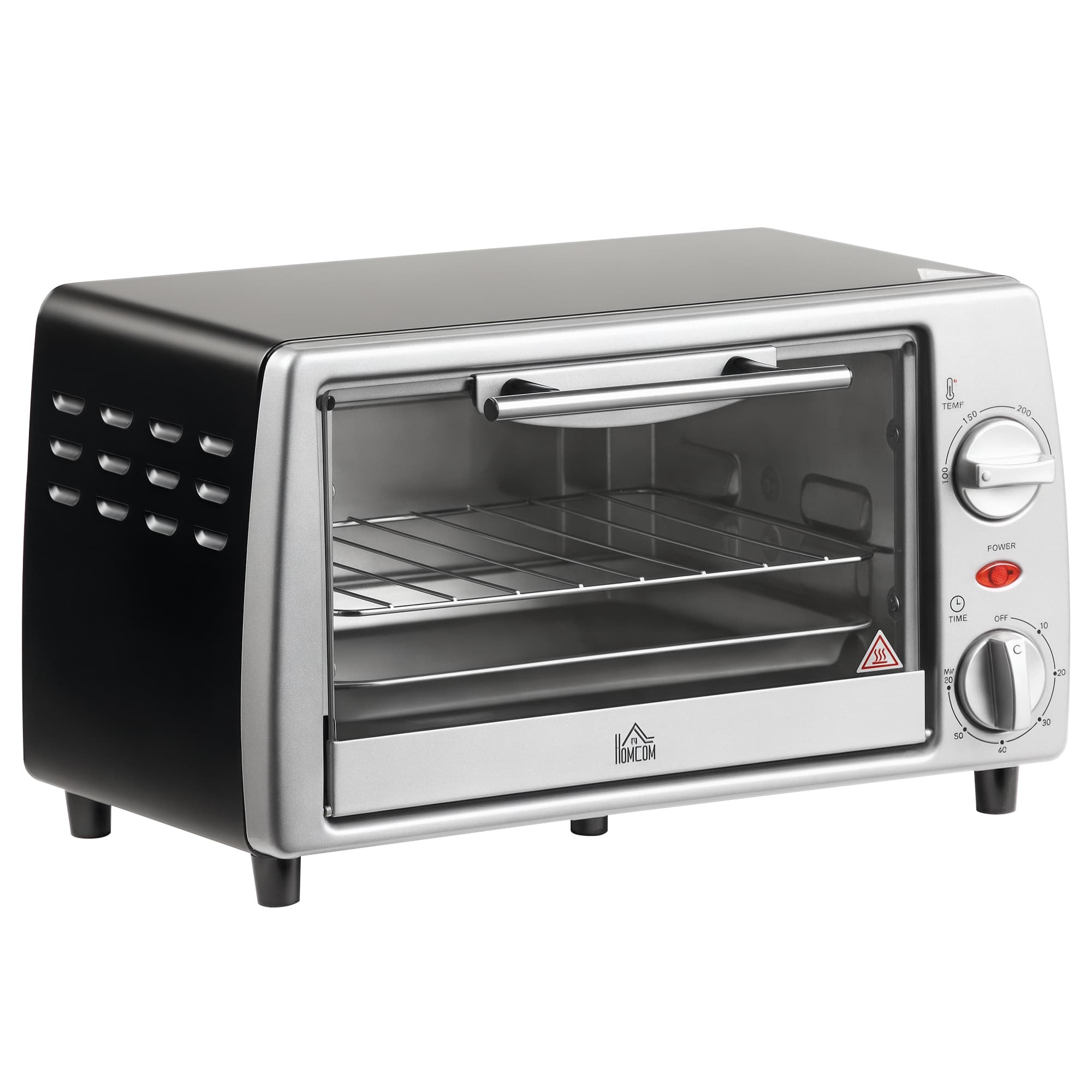 HOMCOM Mini four électrique 10L 1 grille et 1 plateau, température réglable de 100°C à 230°C, Minuteur 60 min, 36,5x26x22 cm