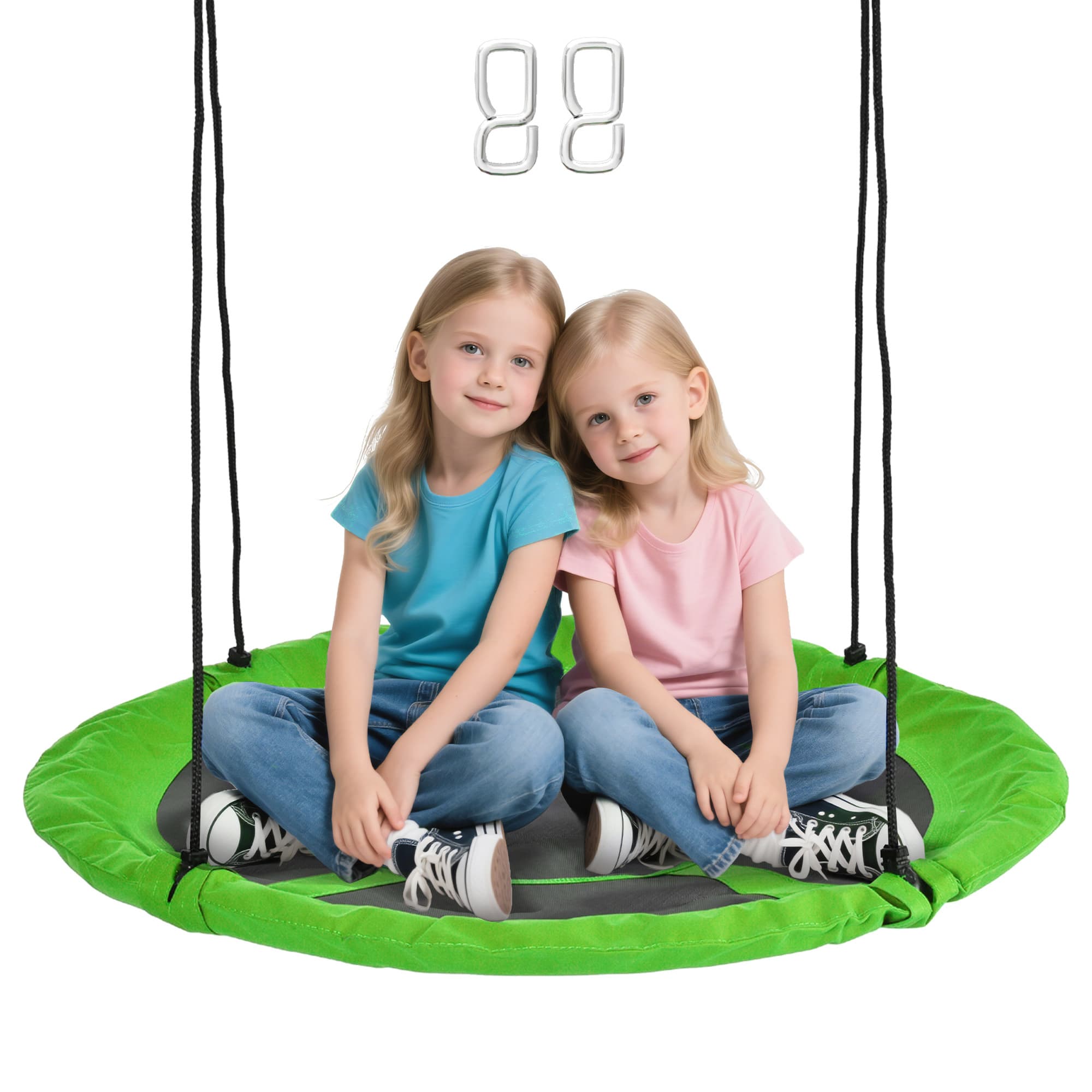 Outsunny Balançoire nid d'oiseau pour enfant ronde diamètre 110 cm capacité de charge 150 Kg cordes réglables jardin extérieur vert