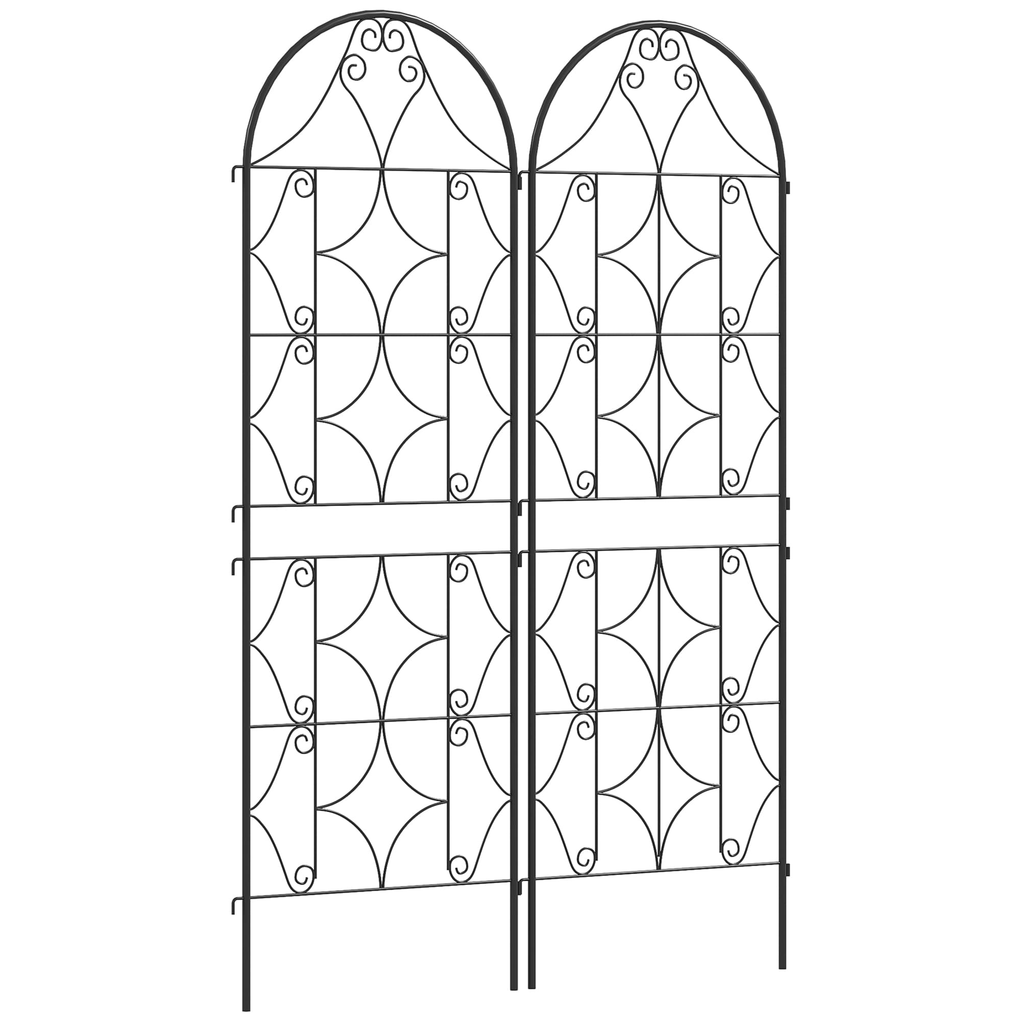 Outsunny Support pour plantes grimpantes avec motif lot de 2 treillis de jardin pour vigne fleurs légumes métal 50 x 150 cm noir
