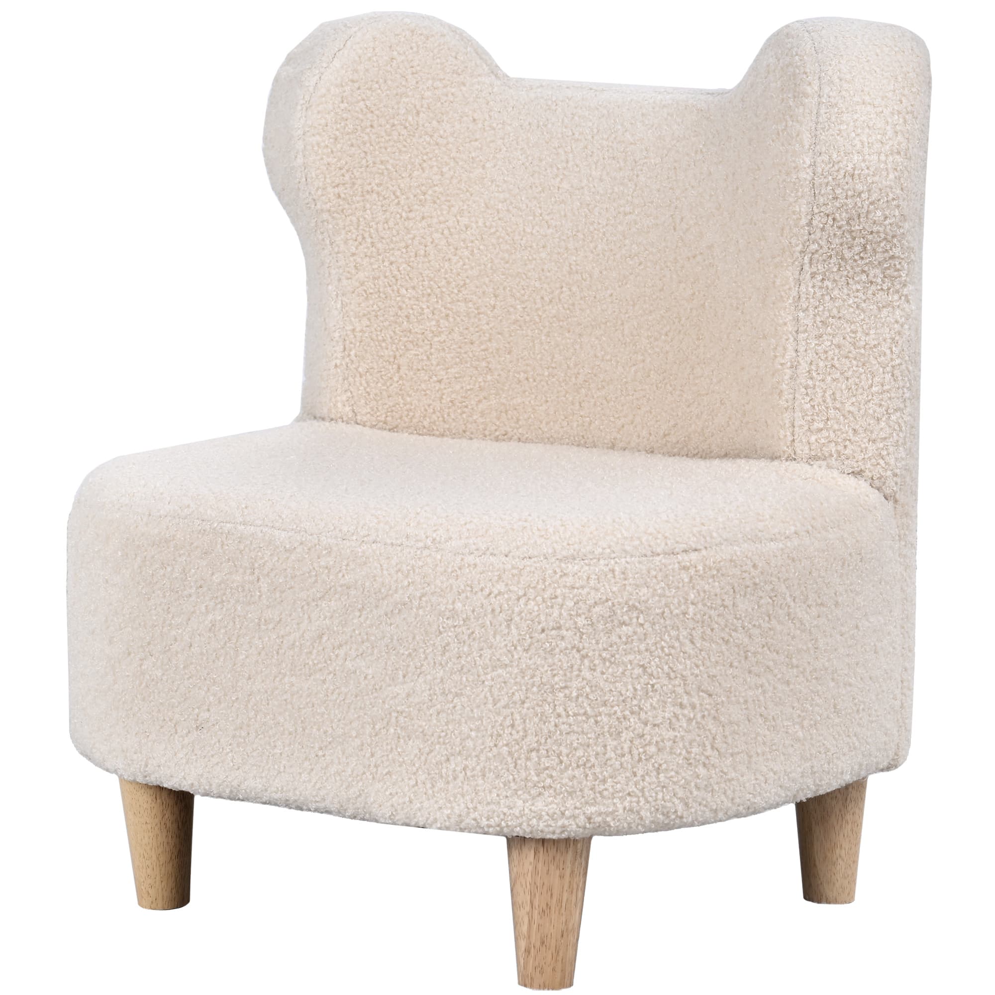 AIYAPLAY Fauteuil enfants canapé pour enfants avec dossier en forme ours, tissu en polaire teddy, 47 x 43 x 53 cm, beige