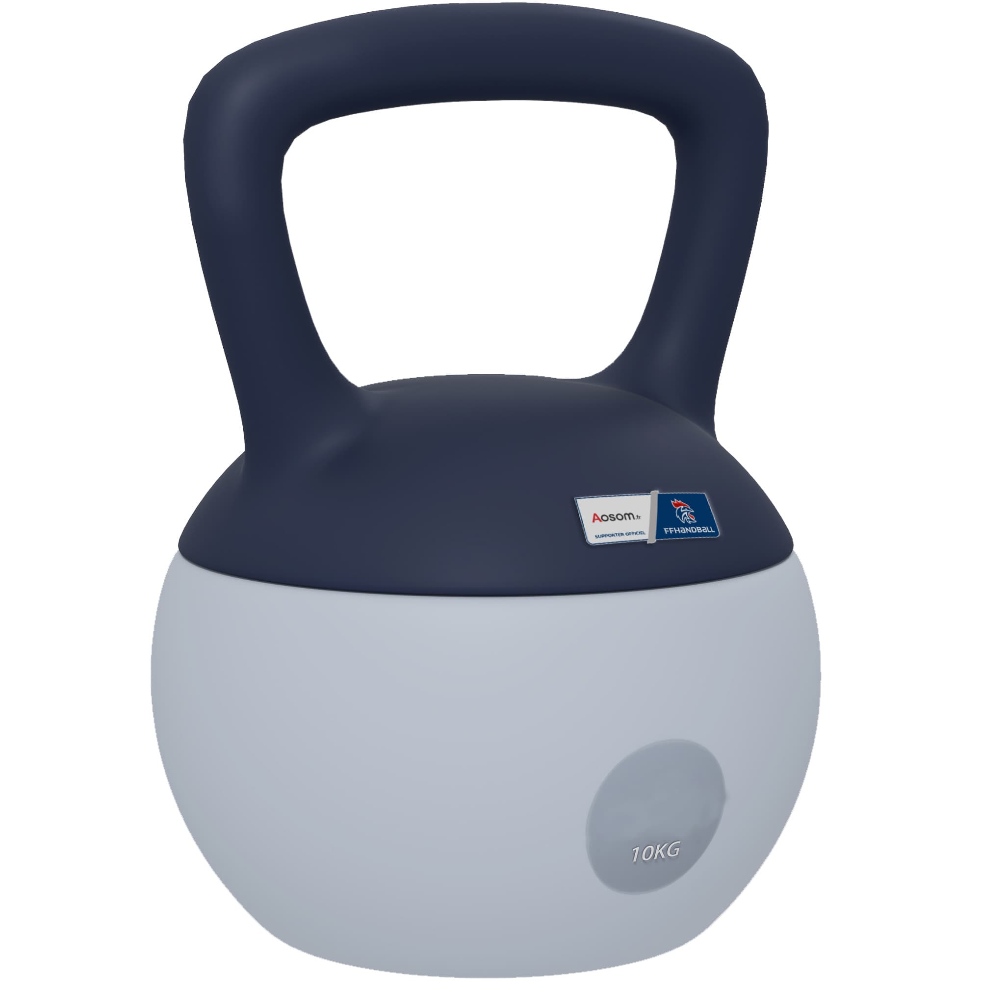 SPORTNOW Kettlebell 10kg haltère avec poignée antidérapante pour fitness musculation cardio, gris et jaune