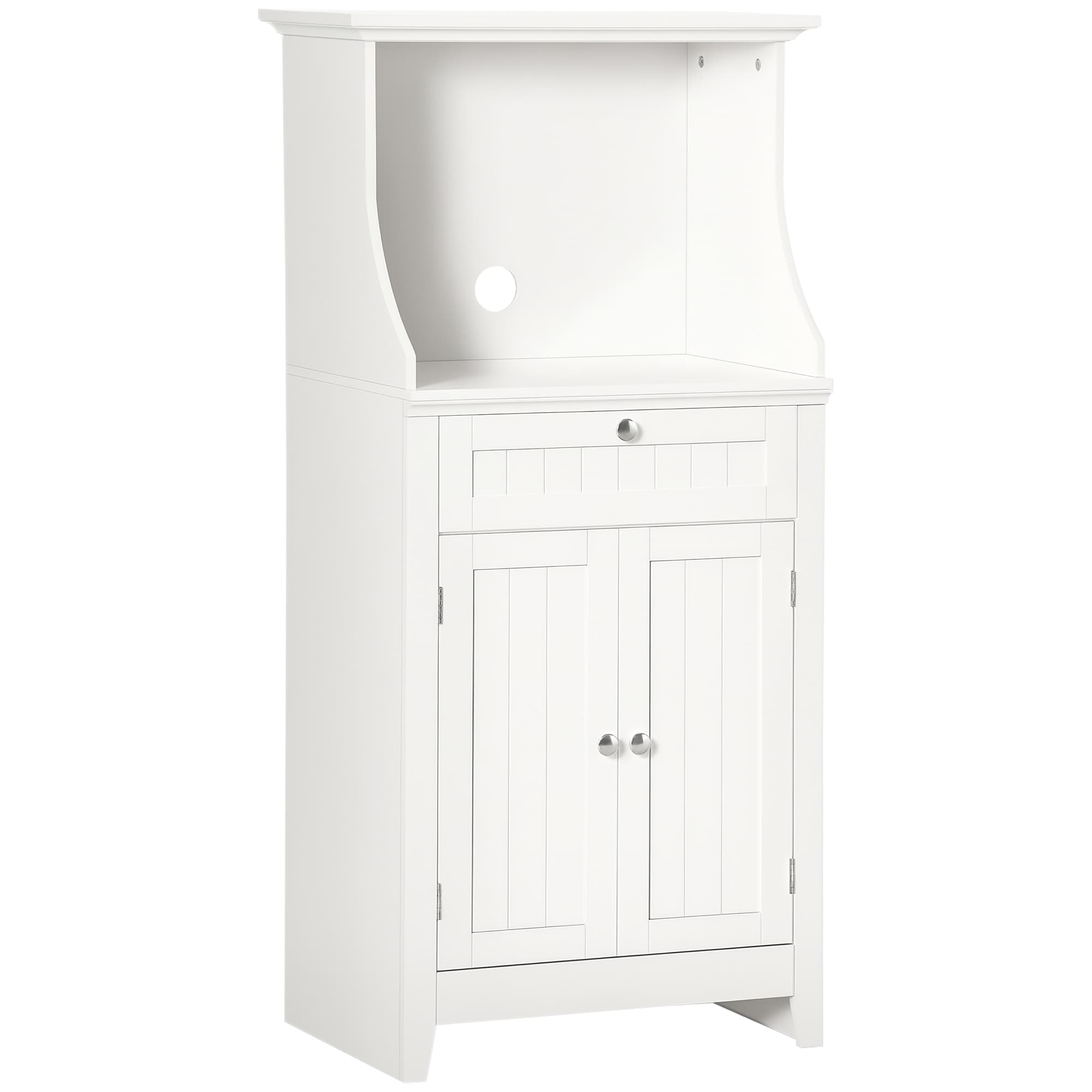 HOMCOM Meuble armoire micro-ondes pour cuisine avec 1 tiroir, 2 Portes 60 x 40 x 122,5 cm - MDF - Blanc