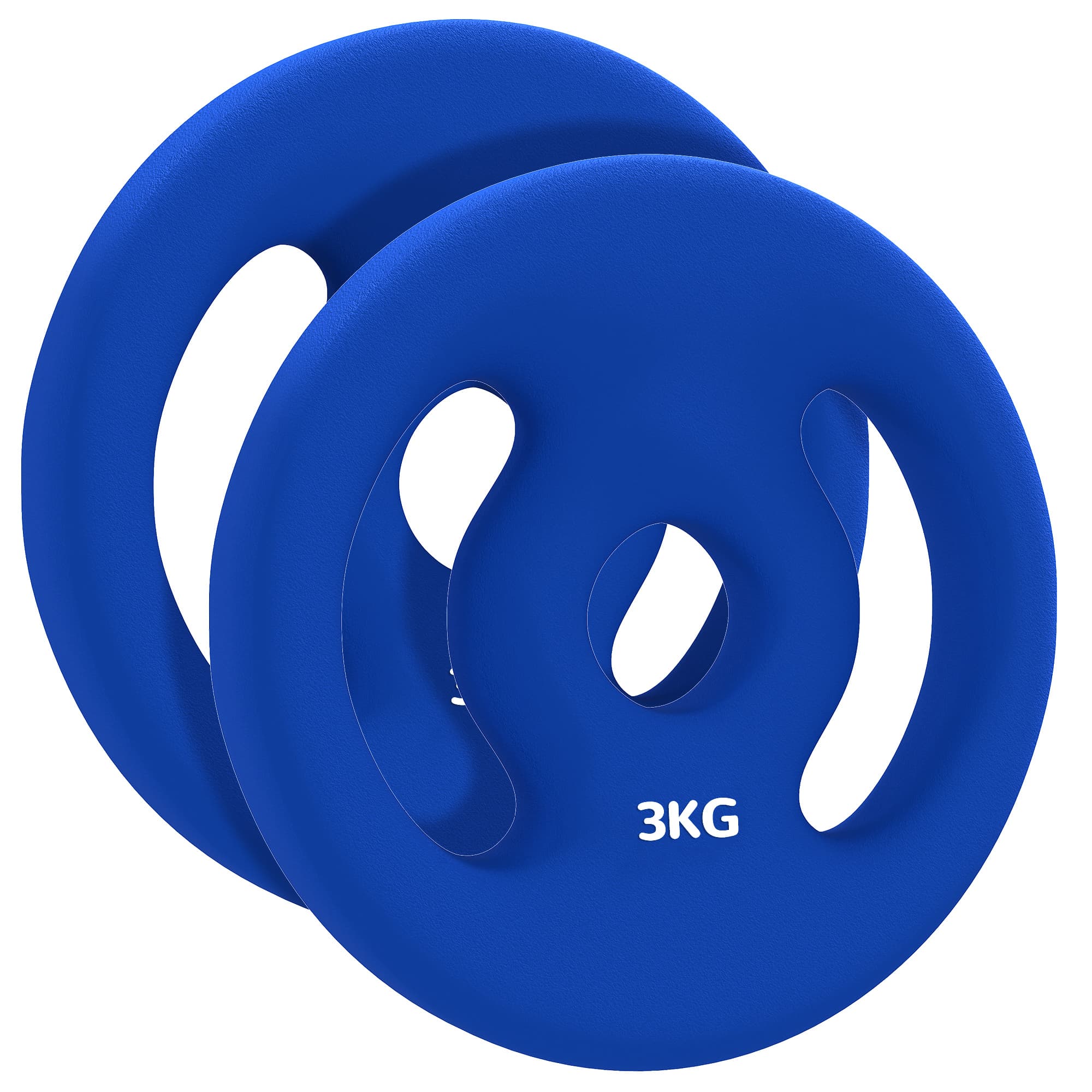 SPORTNOW Lot de 2 plaques de poids 2 x 3 kg disques d'haltères pour barres Ø 2,5 cm avec poignées faciles à saisir en métal, bleu