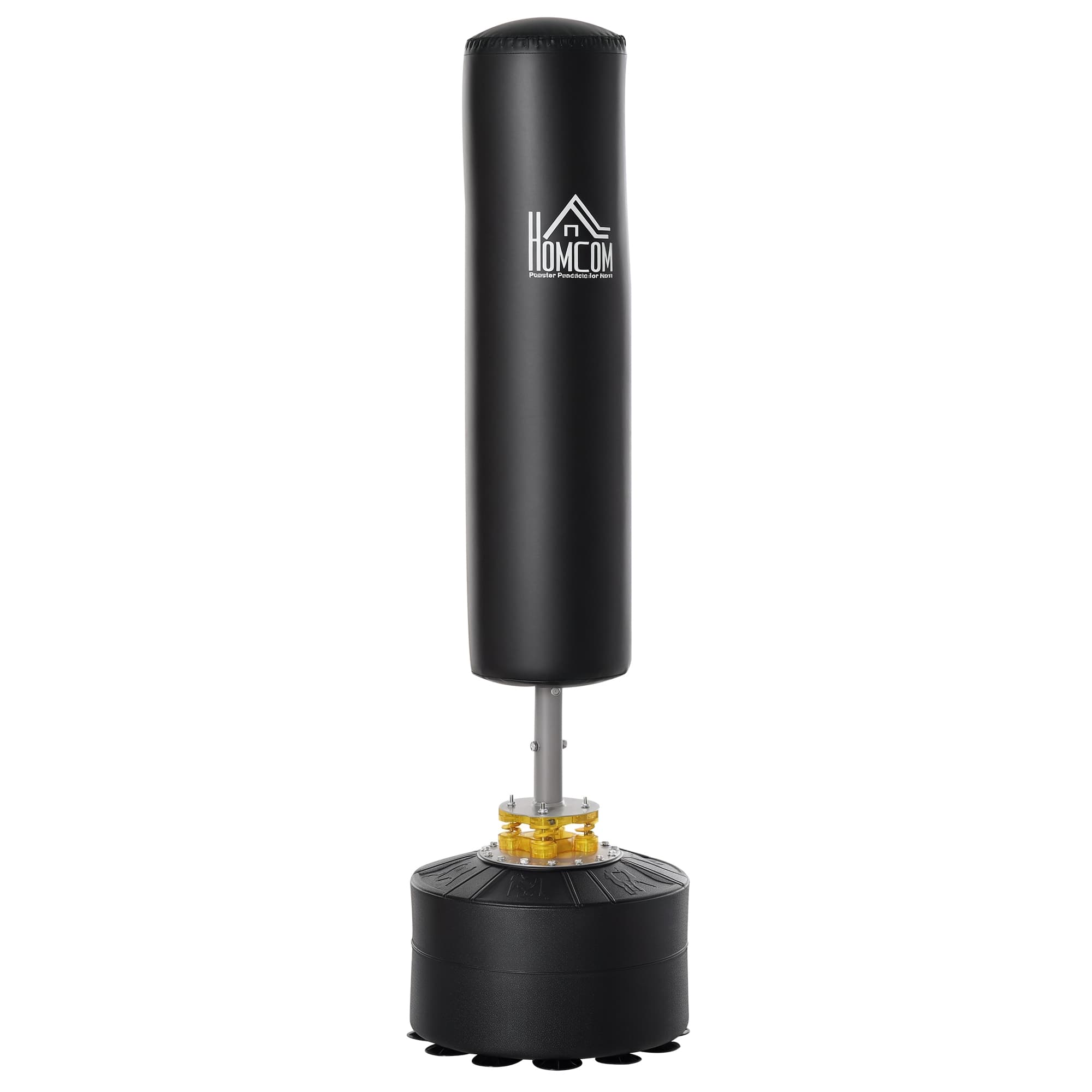 HOMCOM Sac de boxe autoportant punching ball Ø 50 x 170H cm revêtement PU noir
