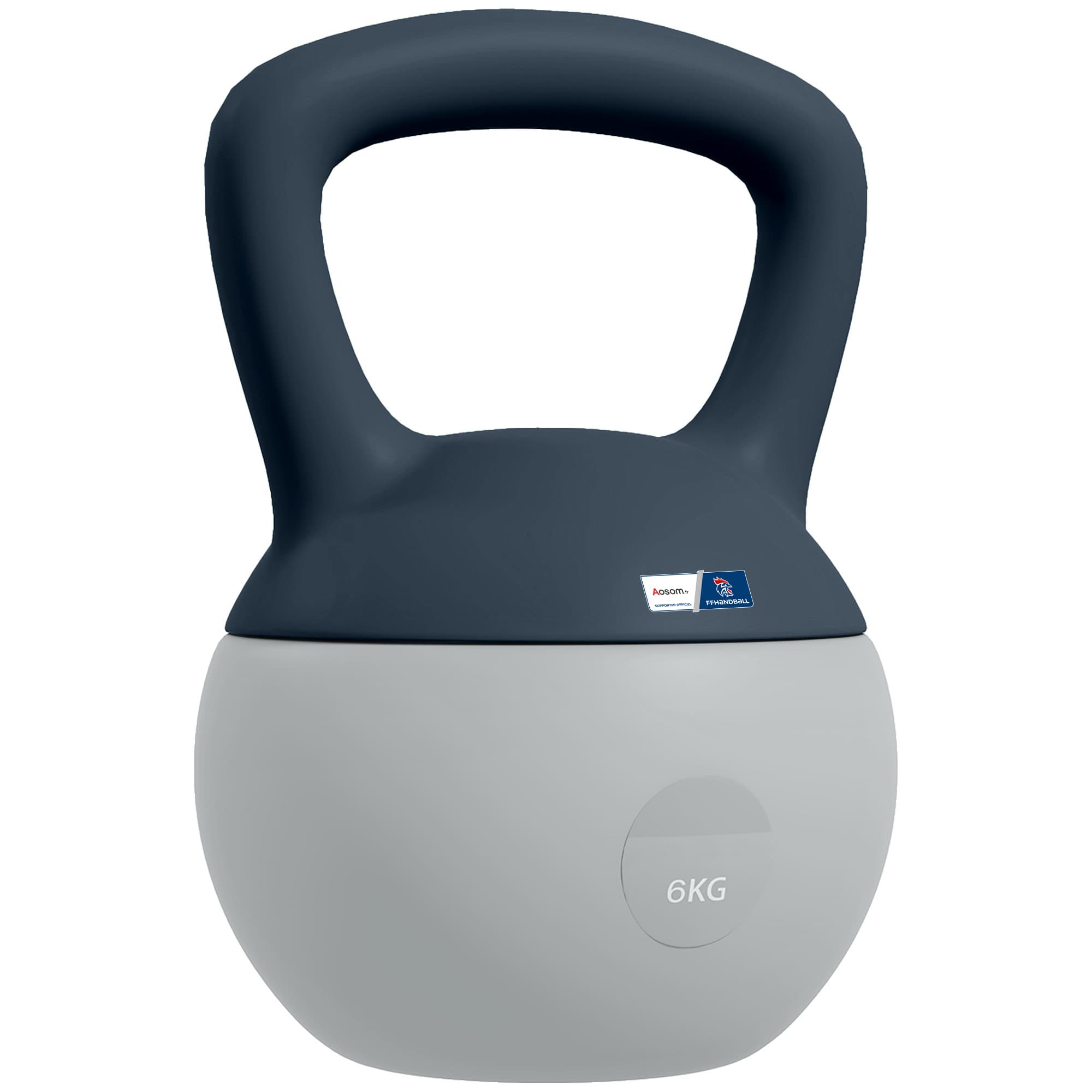 SPORTNOW Kettlebell 6kg haltère avec poignée antidérapante pour fitness musculation cardio, gris et jaune