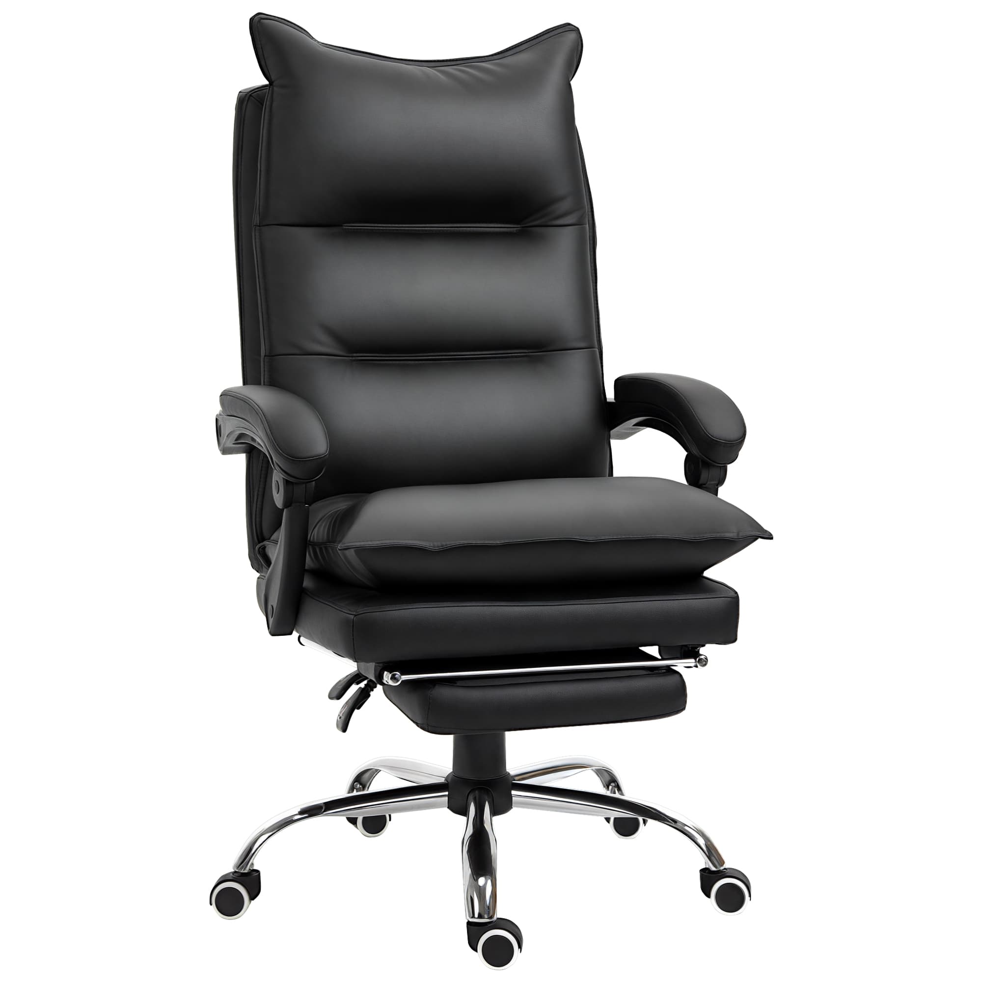 Vinsetto Fauteuil chaise de bureau avec repose-pied dossier inclinable hauteur réglable revêtement PU 66 x 72 x 122-130 cm noir Aosom France