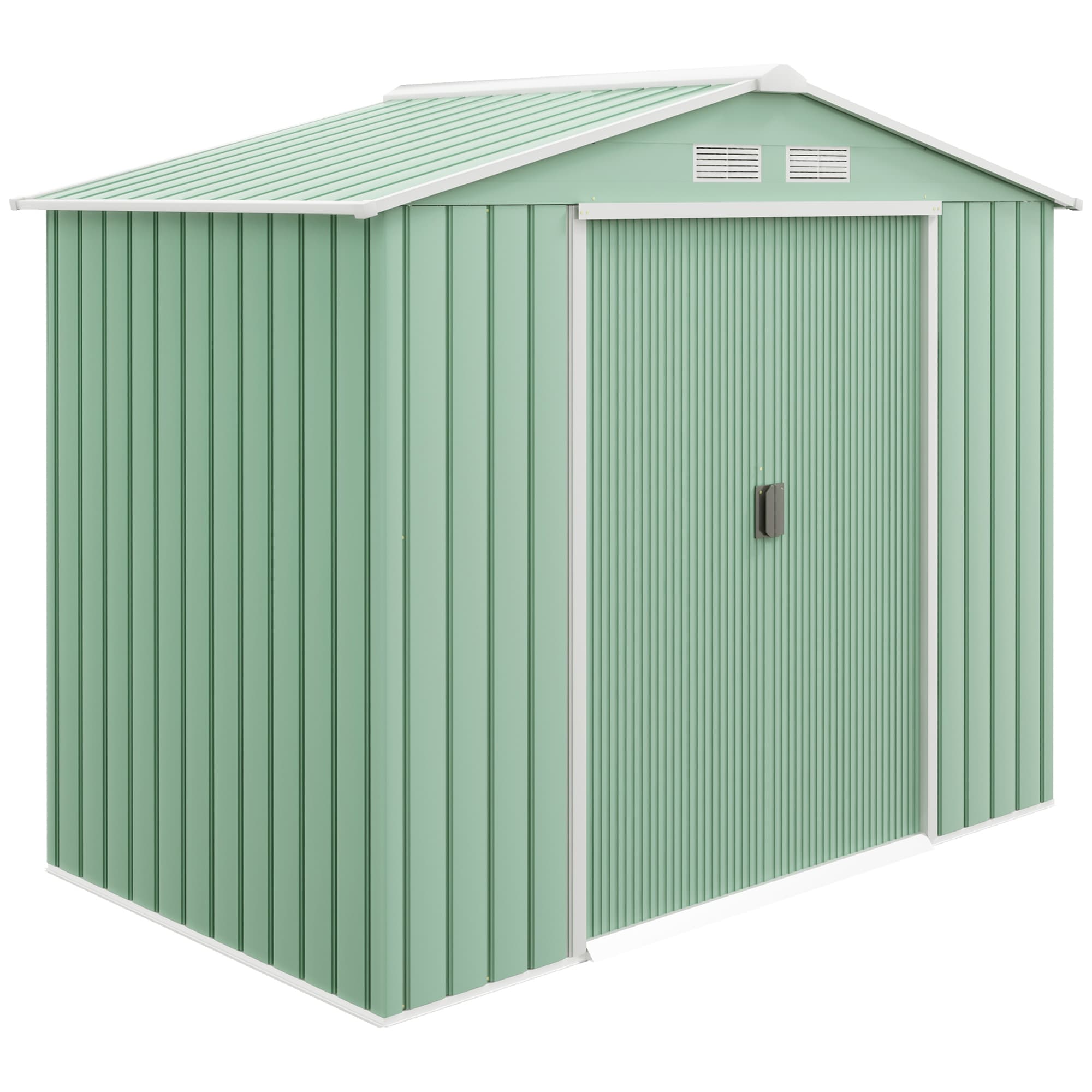 Outsunny Abri & Cabane de Jardin en Métal Tôle d'Acier 2.5 m2 - Remise pour Outils avec Fondation, Porte verrouillable, Vert Aosom France