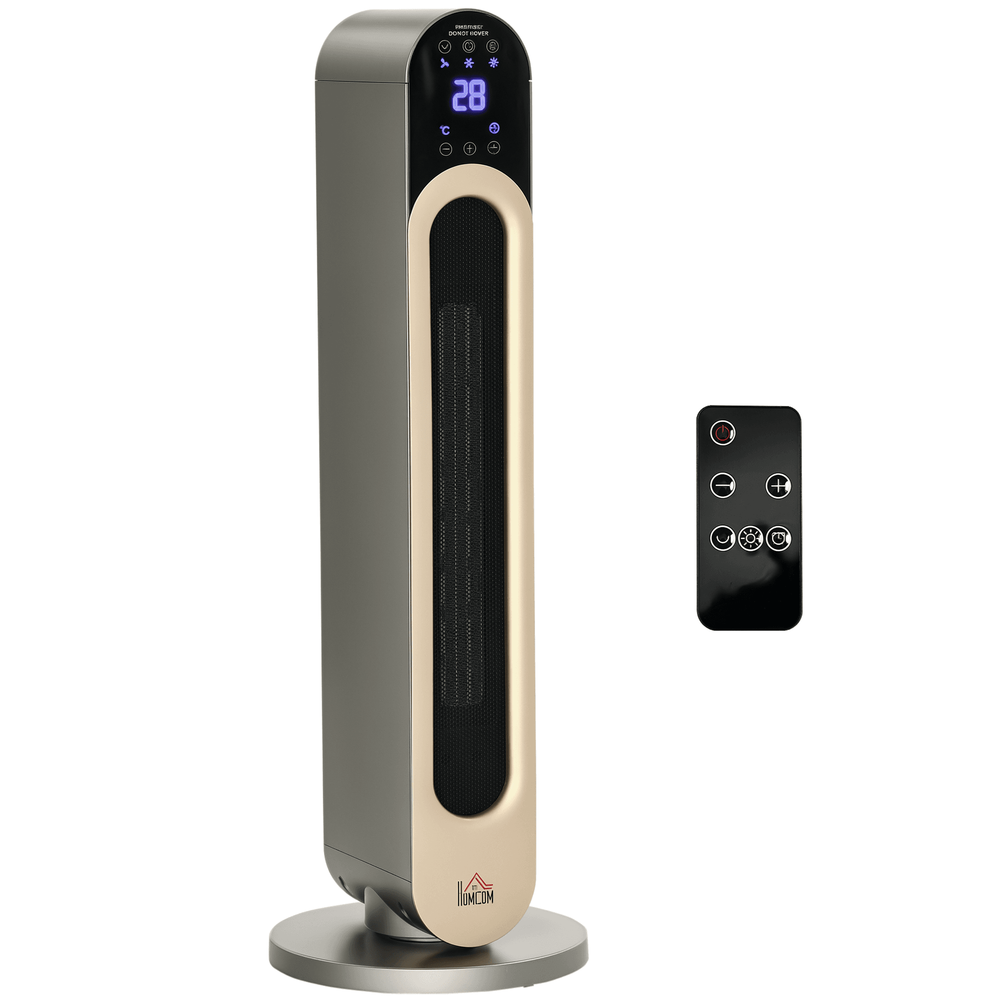 HOMCOM Chauffage soufflant oscillant 1100/2200 W - mini radiateur céramique PTC - télécommande incluse - chauffage d'appoint noir