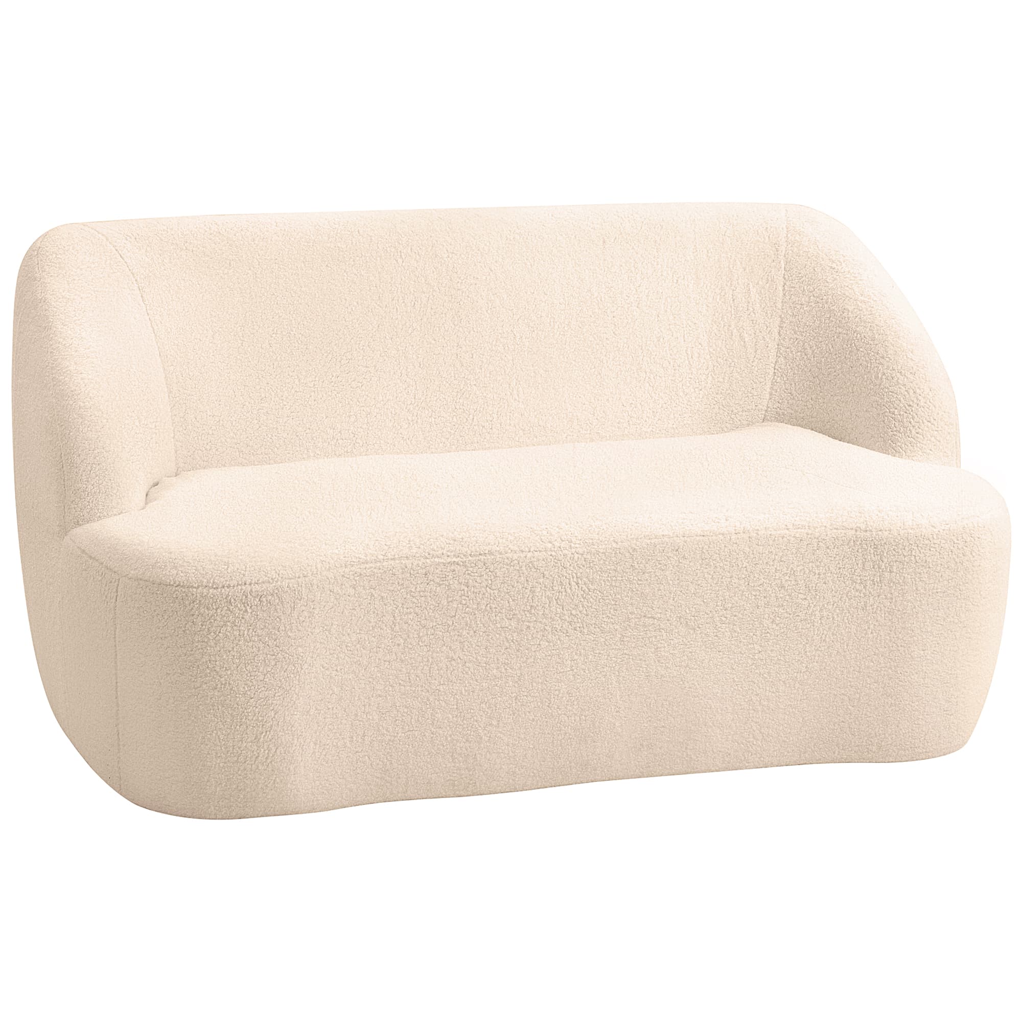 HOMCOM Canapé 2 places canapé en tissu bouclette 142 cm avec dossier et assise incurvés, aucun assemblage requis, beige