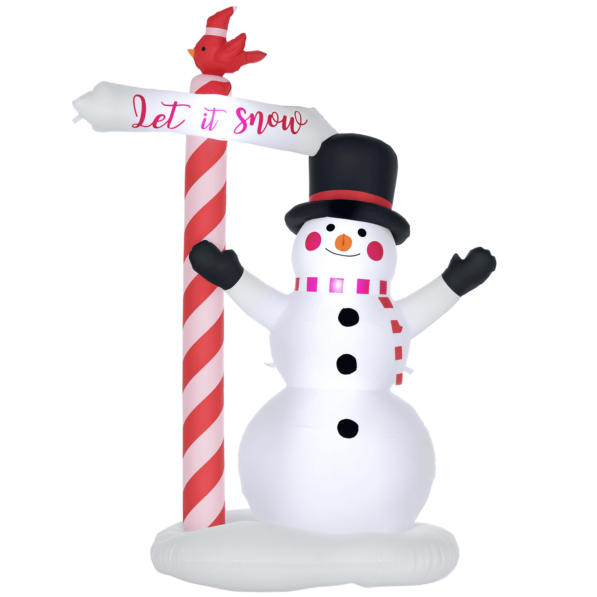 HOMCOM Bonhomme de neige gonflable avec pancarte 3 LED polyester imperméable hauteur 213 cm blanc Aosom France