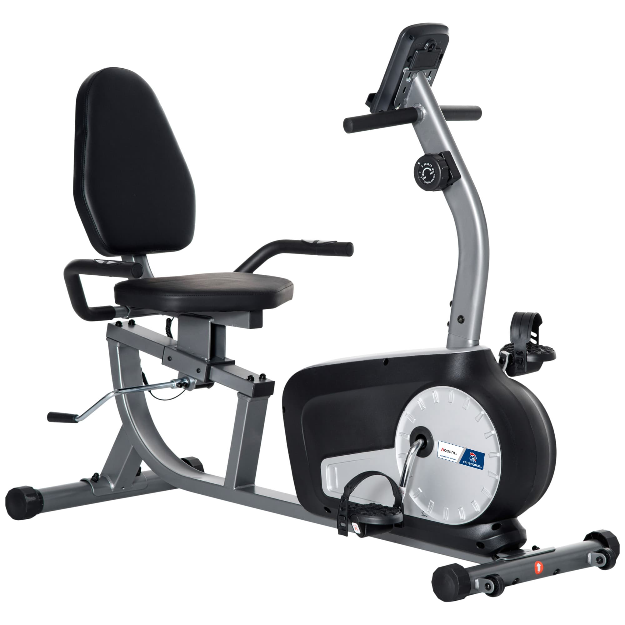HOMCOM Vélo d'appartement semi-allongé vélo couché magnétique écran LCD multifonction siège réglable 8 niveaux de résistance