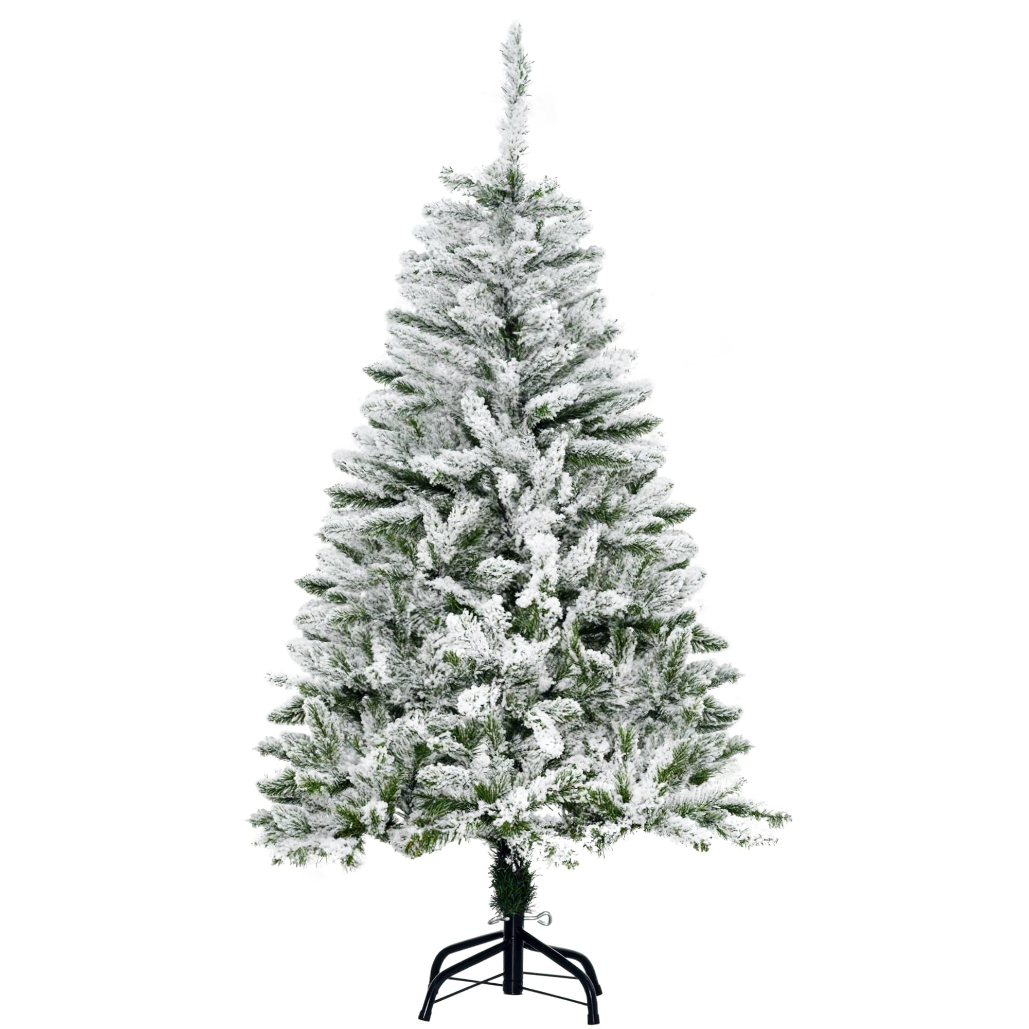 HOMCOM Sapin arbre de Noël artificiel 200 branches enneigées+ support pied pliable hauteur 120 cm vert