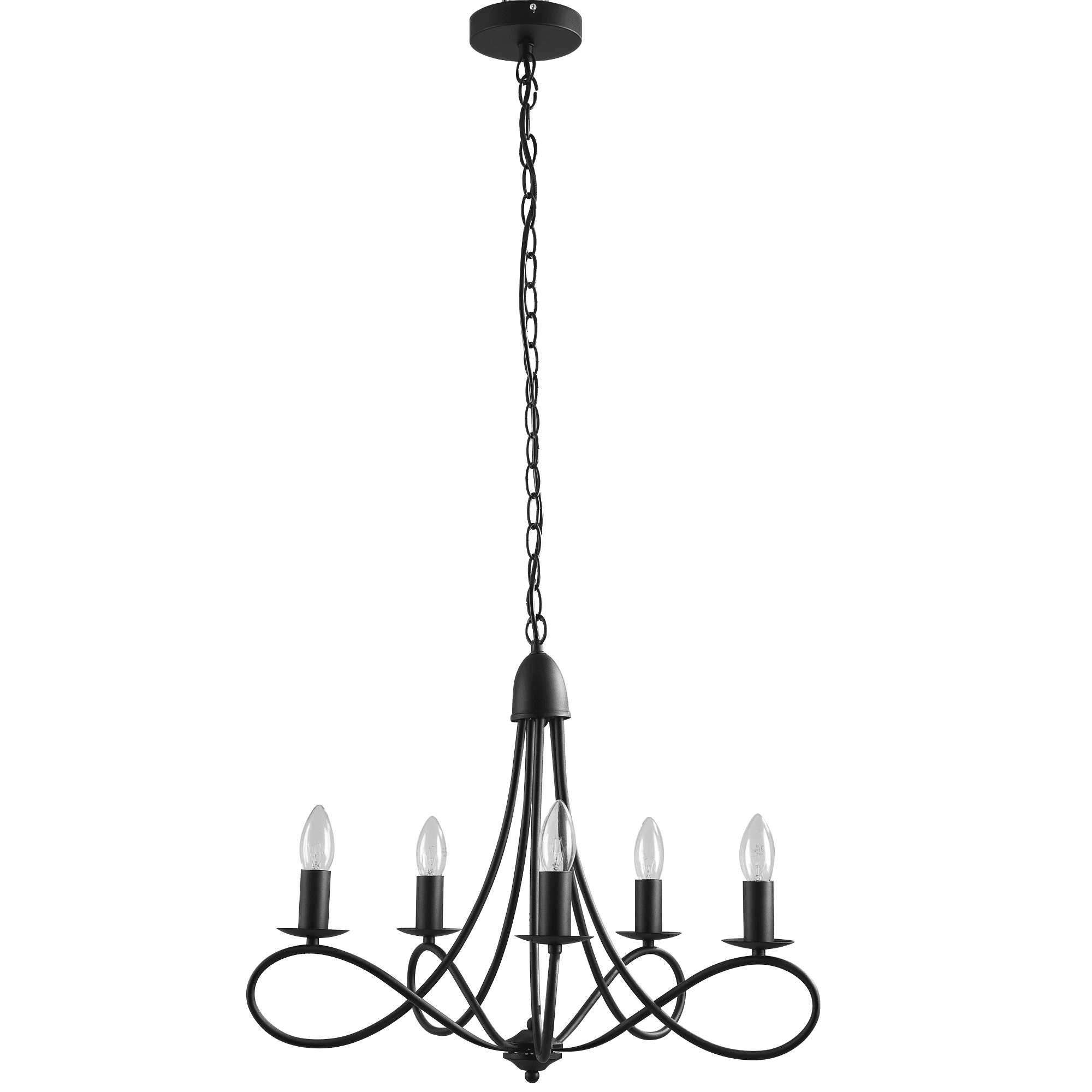 HOMCOM Lustre Classique Style Rétro Cadre en Fer avec 5 Douilles E14 Design Pliable Angle Réglable Ø 58 x 45 cm Noir aosom france