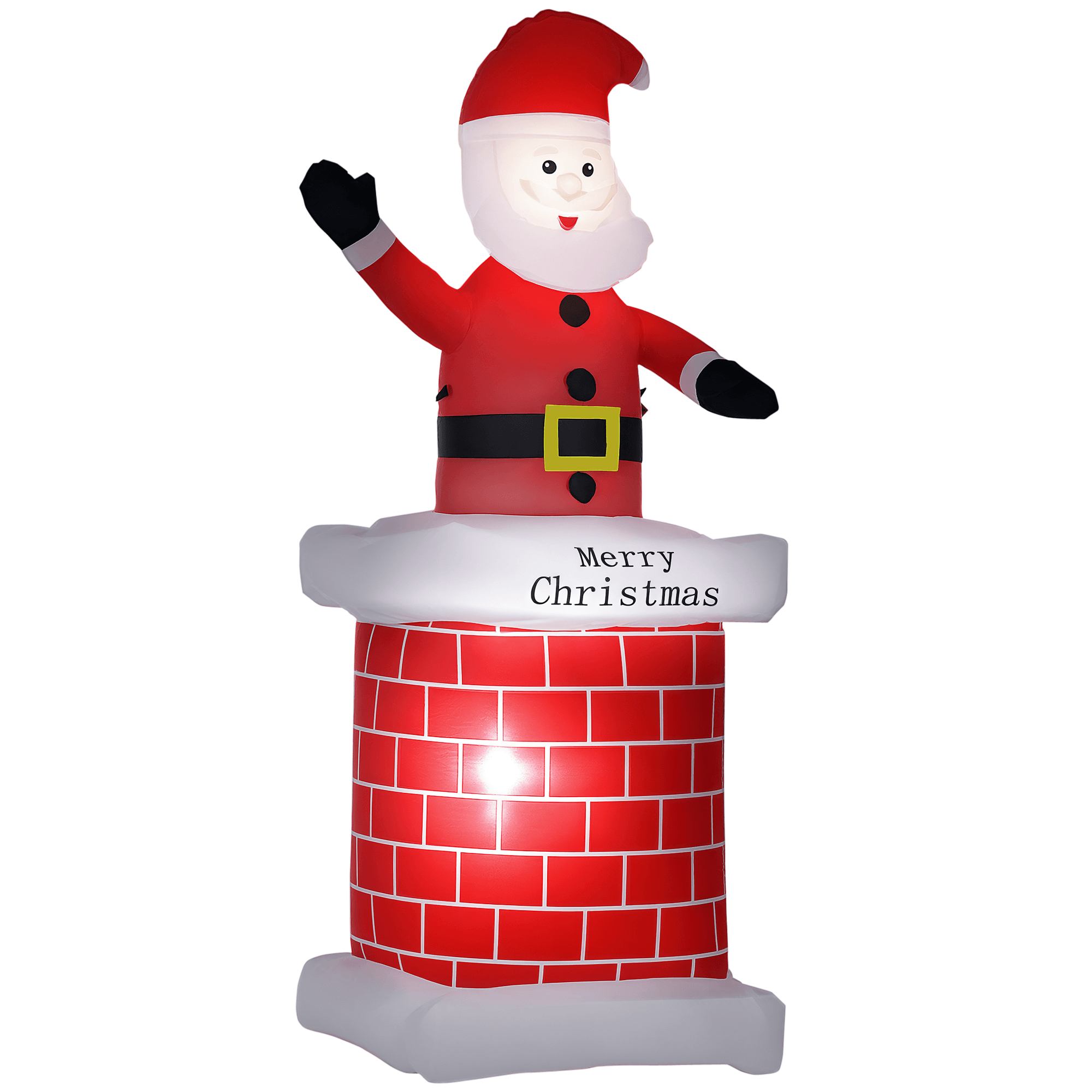 HOMCOM Père Noël gonflable avec cheminée lumineux LED hauteur 210 cm polyester imperméable rouge blanc noir