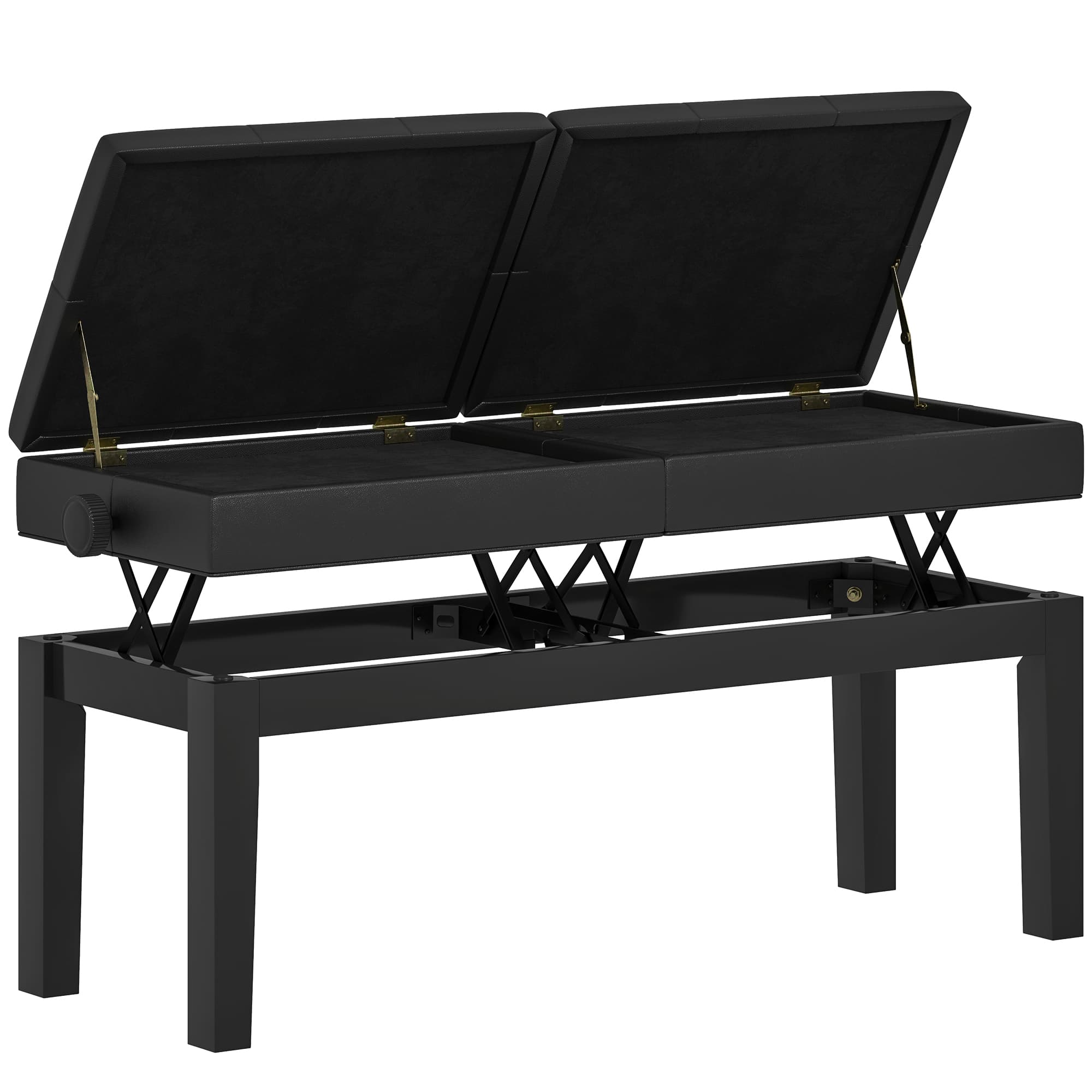 HOMCOM Banc de piano réglable en hauteur, tabouret de piano avec rangement, banquette pour clavier capitonné, noir